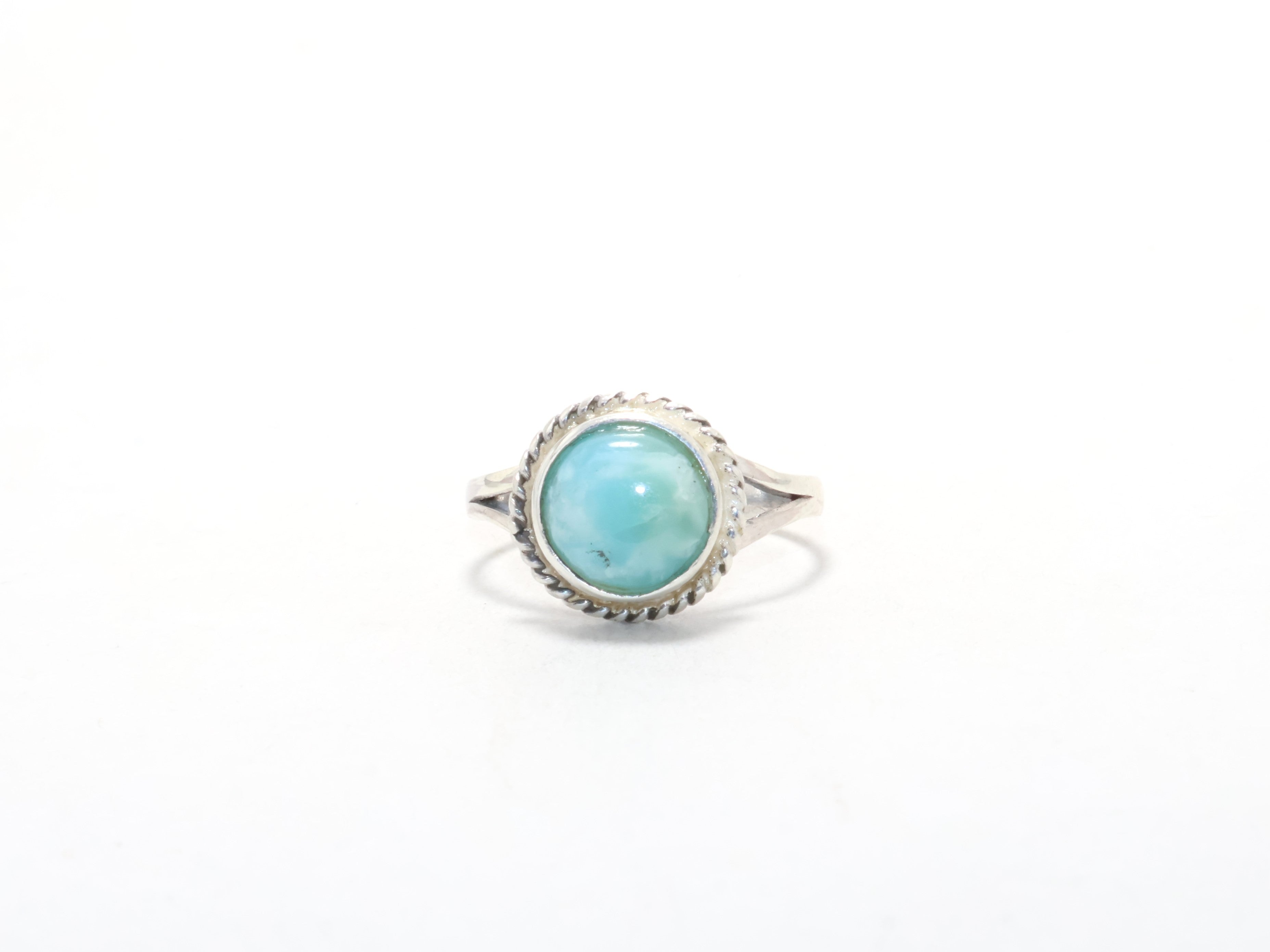 Natürlicher Larimar Silberring Alltagsring für Frauen Geburtssteinring 925 Sterling Silber Handgemachter Ring