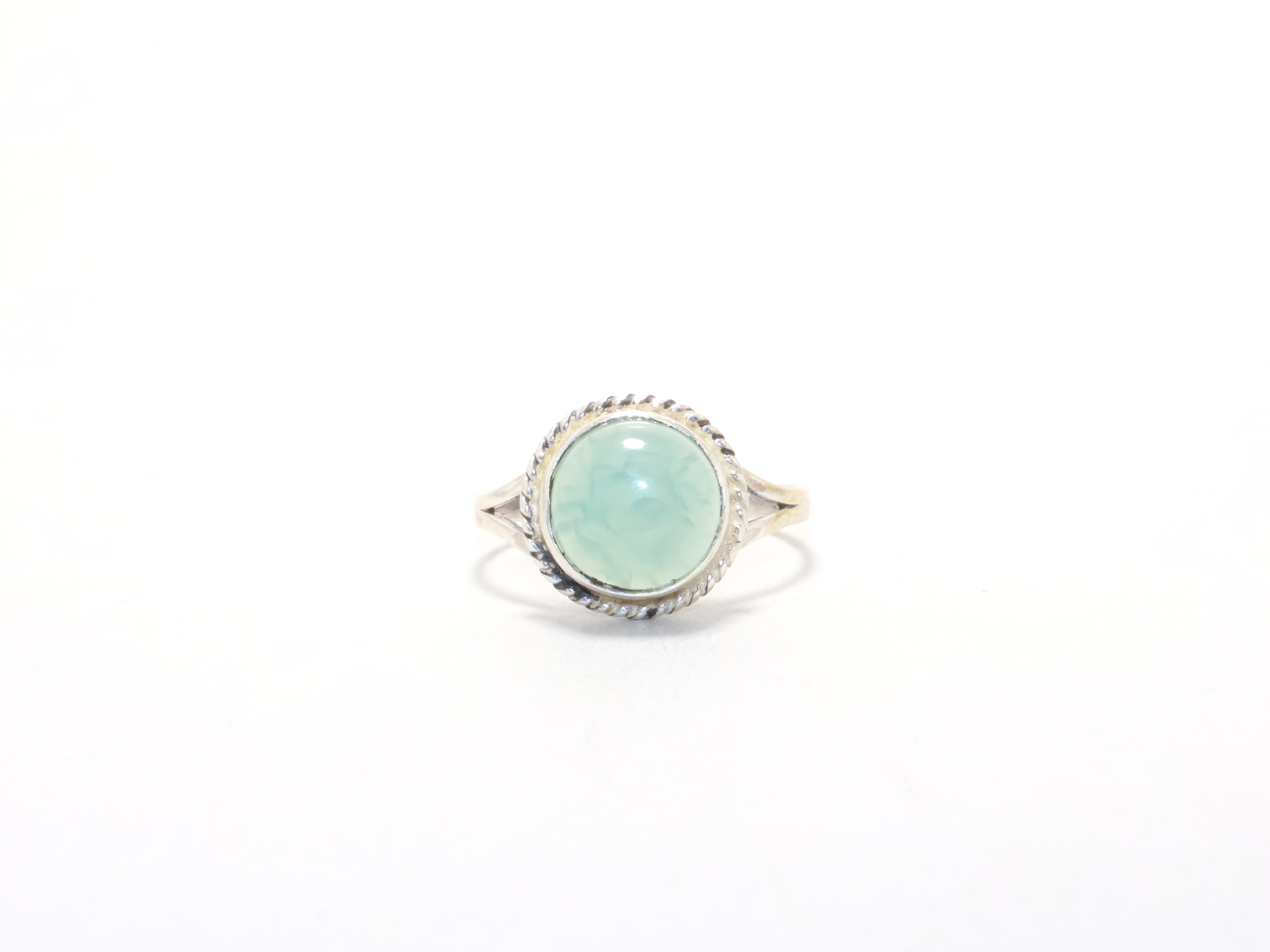 Natürlicher Aqua Chalcedon Ring Böhmischer Ring Verlobungsring Stapelring Geburtsstein März Ring Minimalistischer Ring Geschenk für sie
