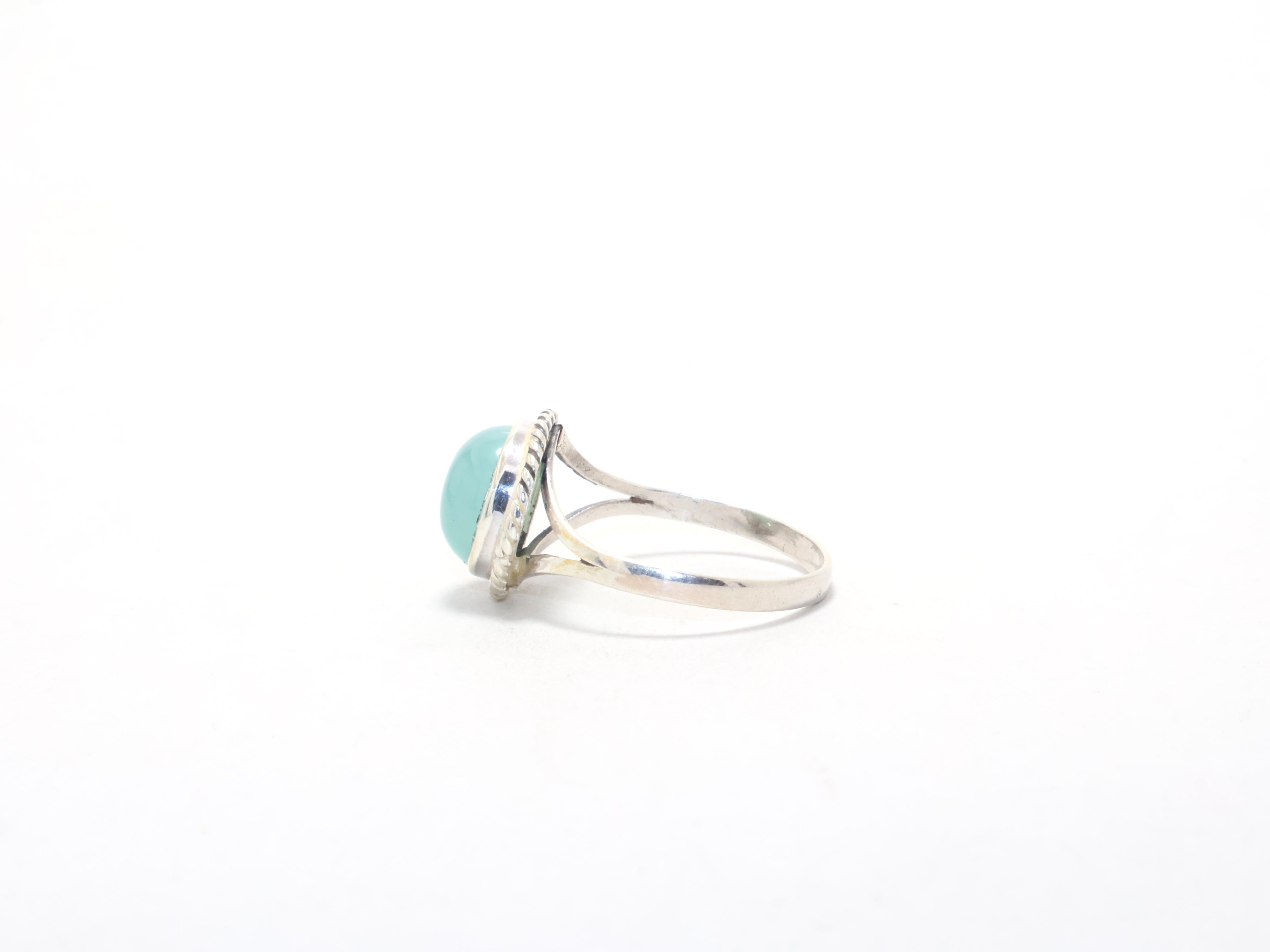 Natürlicher Aqua Chalcedon Ring Böhmischer Ring Verlobungsring Stapelring Geburtsstein März Ring Minimalistischer Ring Geschenk für sie