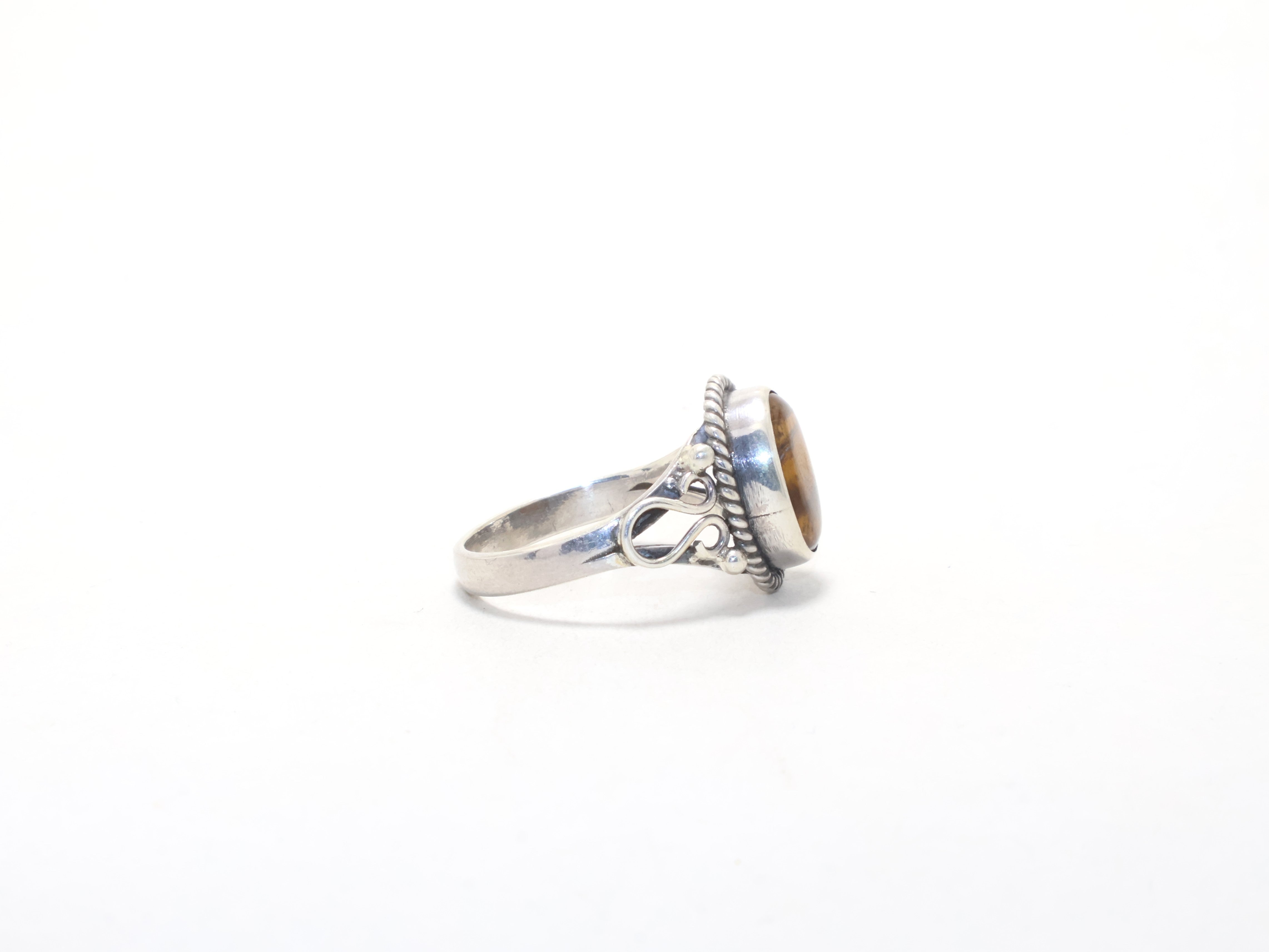 Designer Tigerauge Ring Gelber Stein Ring 925 Sterling Silber Versprechensring Geburtsstein Ring Stapelring