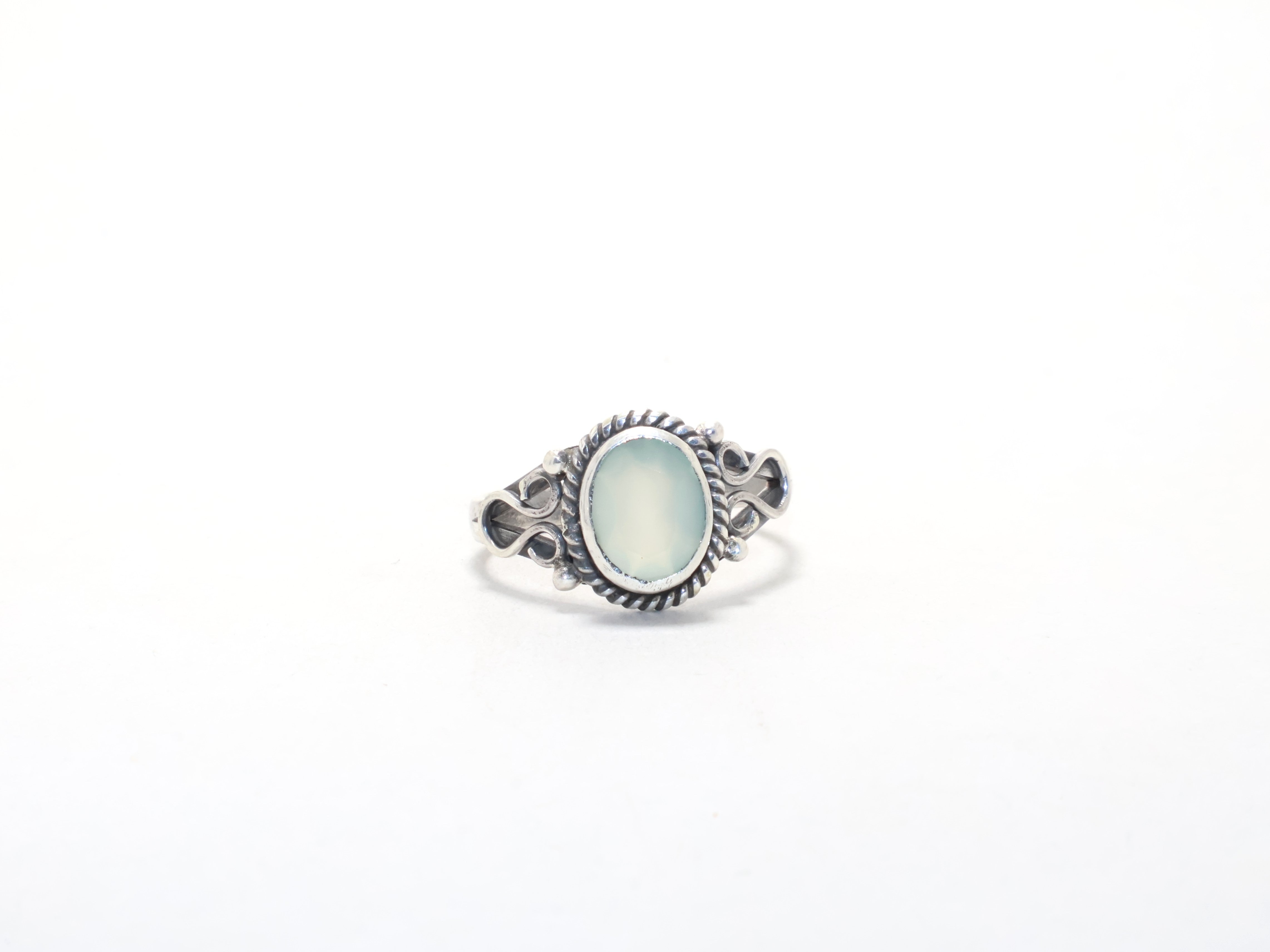 Designer Aqua Chalcedon Ring Oval Edelstein März Geburtsstein Ring 925 Silber Ring Blauer Stein Böhmischer Ring