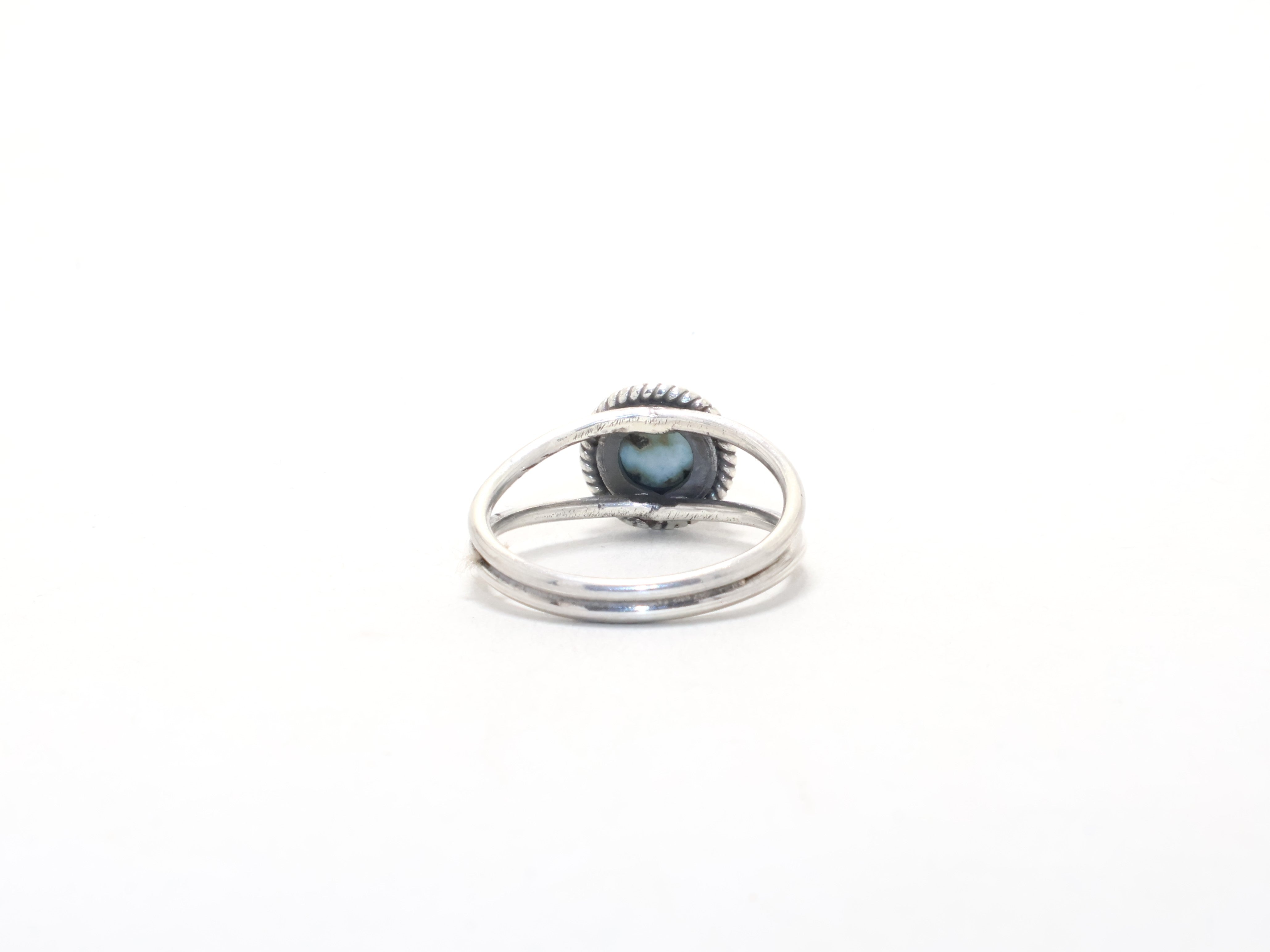 Runder Designer Larimar Ring Februar Geburtsstein Minimalistischer Ring Böhmischer Ring 925 Sterling Silber