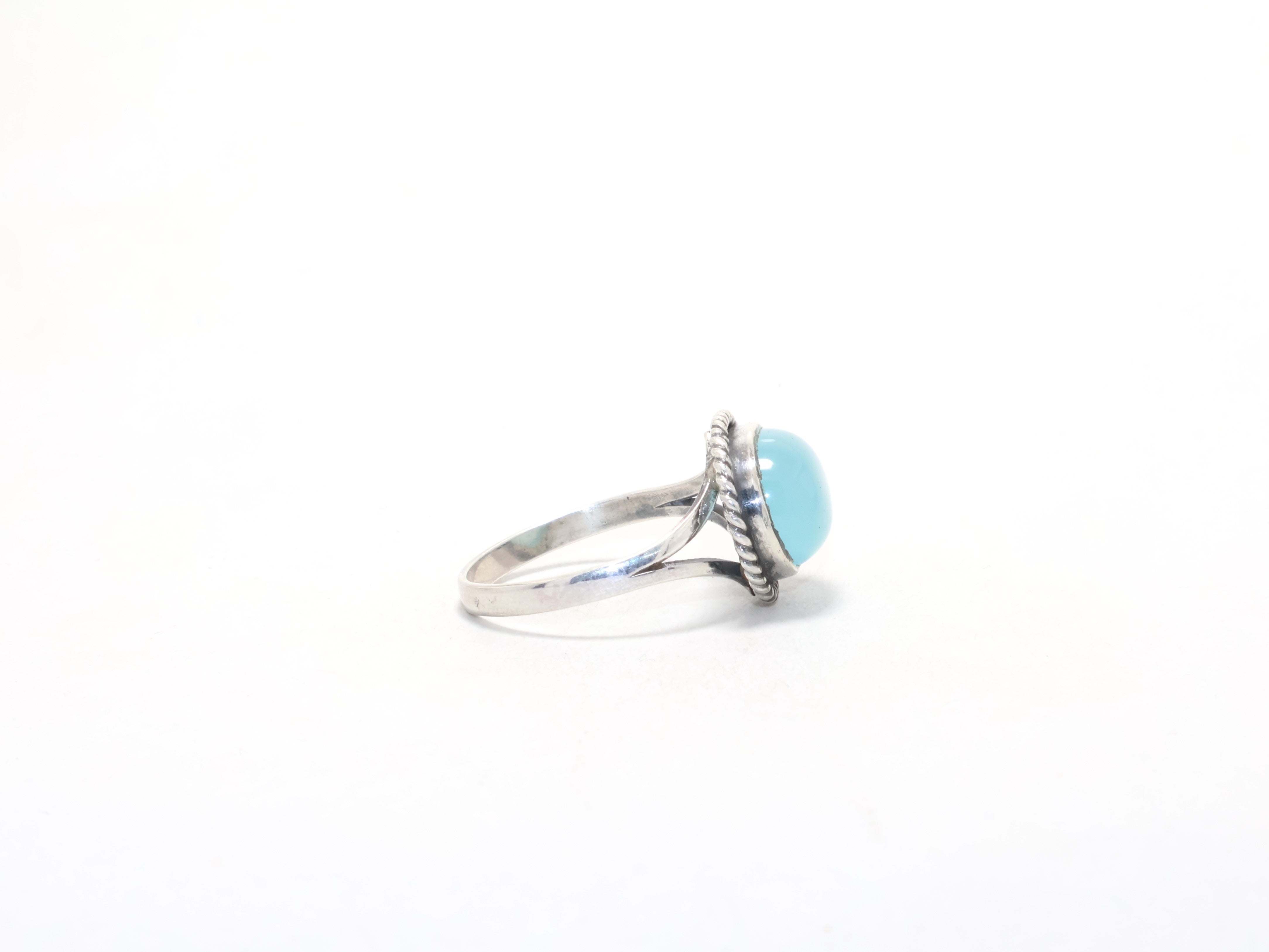 925 Silberring Aqua Chalcedon Ring Edelsteinschmuck März Geburtsstein Designer Verlobungsring Boho Ring Geschenkidee
