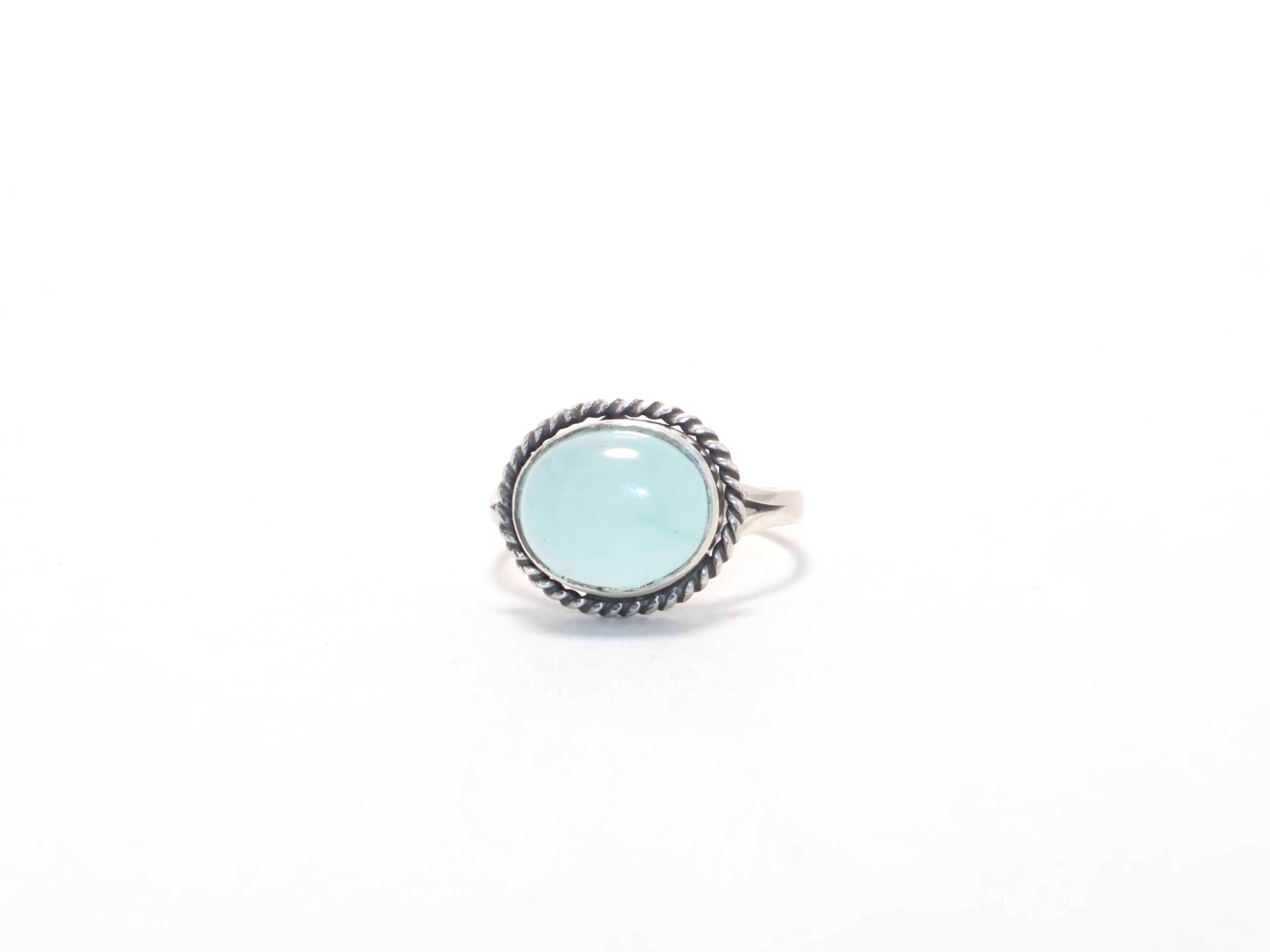925 Zilveren Ring Aqua Chalcedoon Ring Edelsteen Sieraden Maart Geboortesteen Designer Belofte Ring Boheemse Ring Cadeau-item