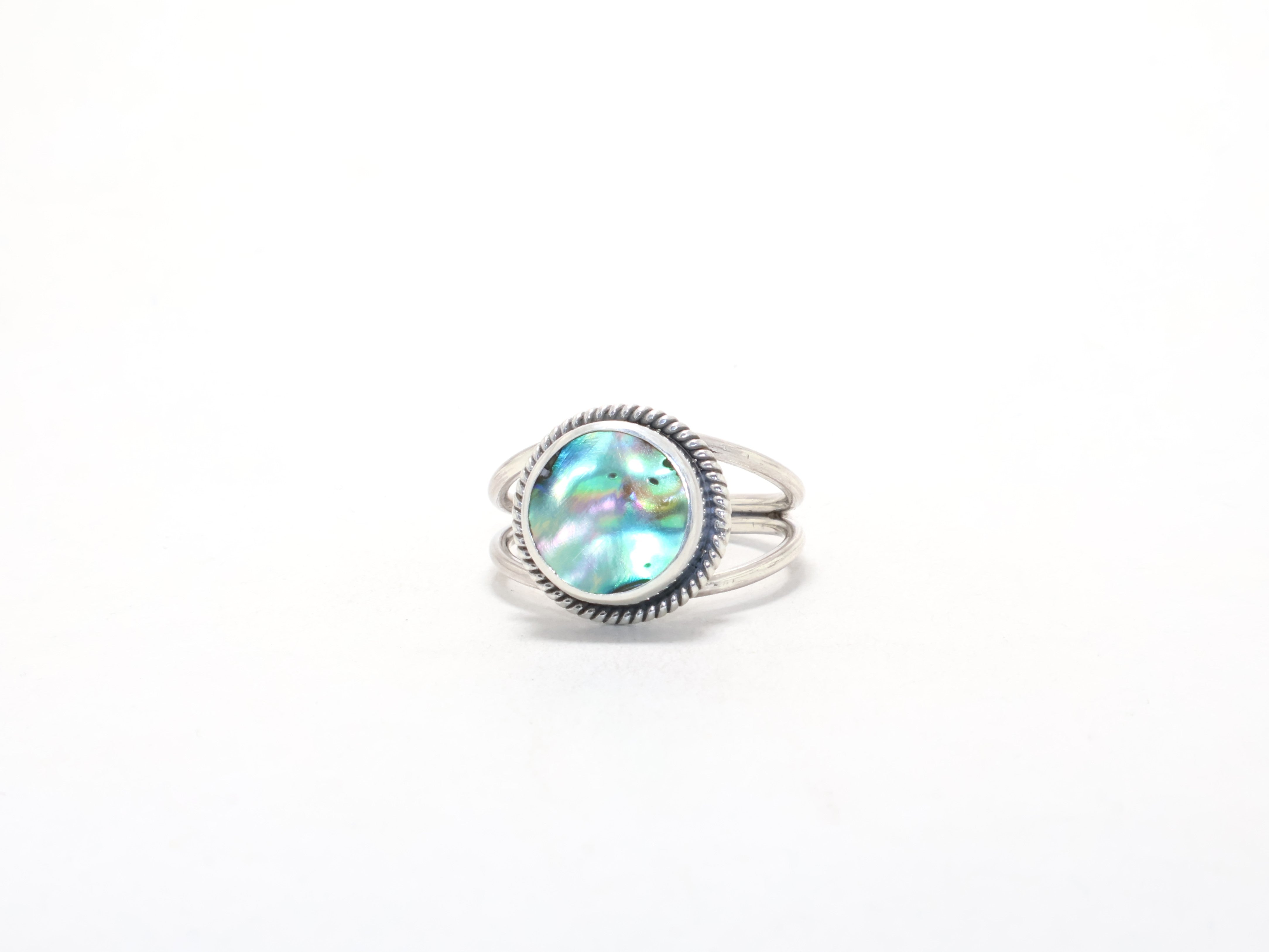 Designer Abalone Muschel Ring Echter Edelstein Kristall Ring Geschenkartikel 925 Sterling Silber