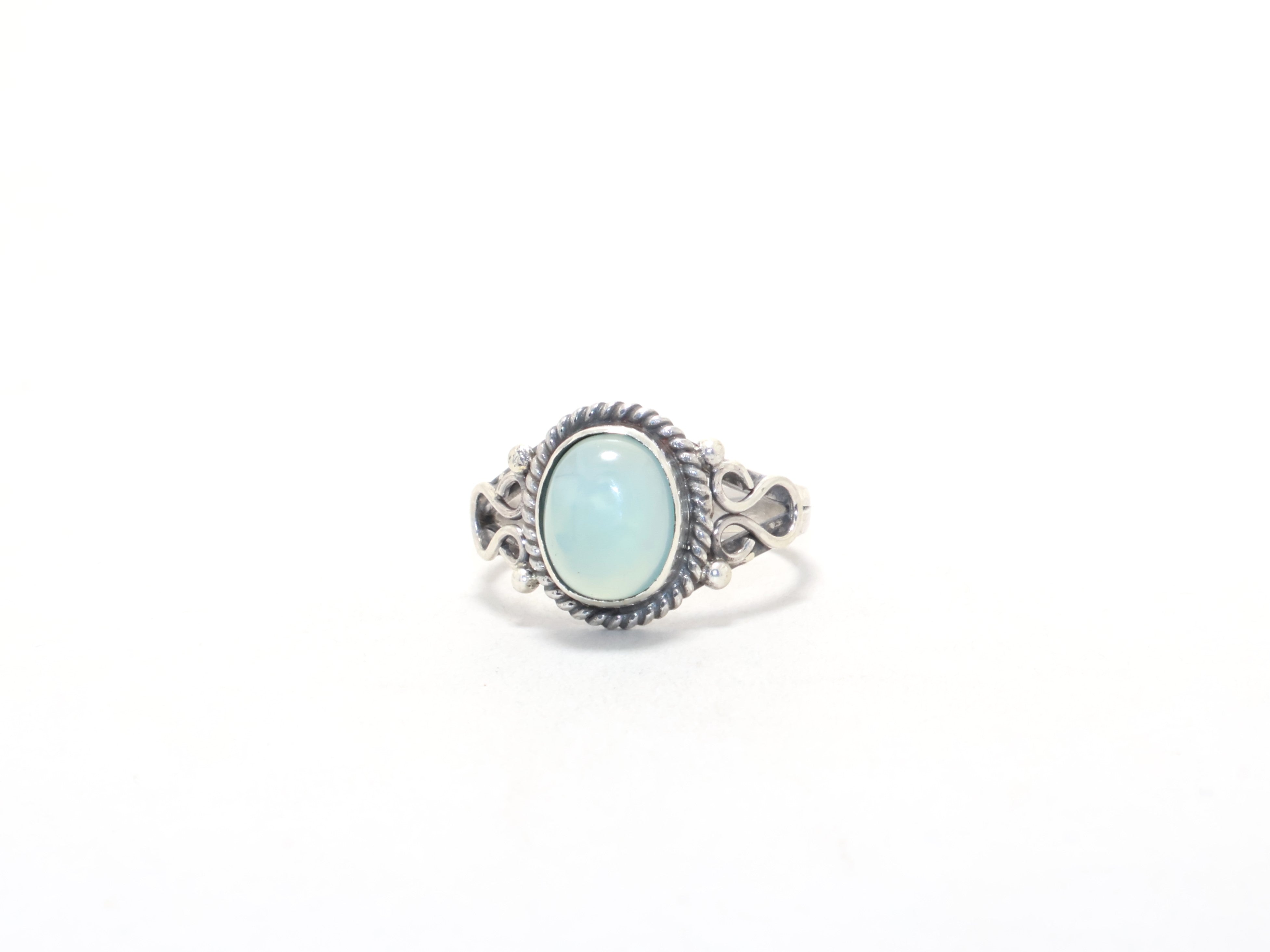 Designer Aqua Chalcedoon Ring Echte Edelsteen Belofte Ring Stapelring Dagelijkse Ring Cadeau Voor Iedereen