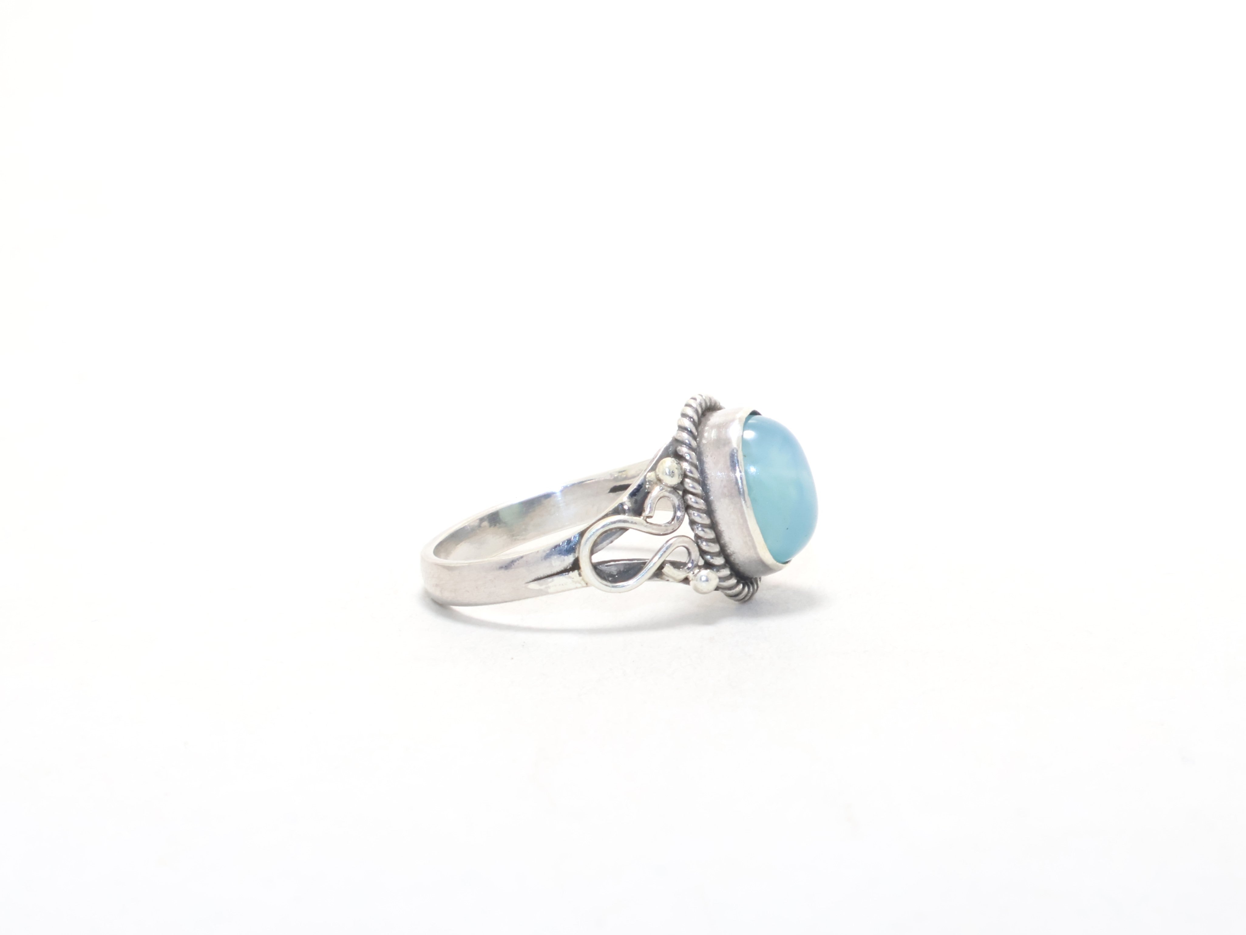 Designer Aqua Chalcedoon Ring Echte Edelsteen Belofte Ring Stapelring Dagelijkse Ring Cadeau Voor Iedereen