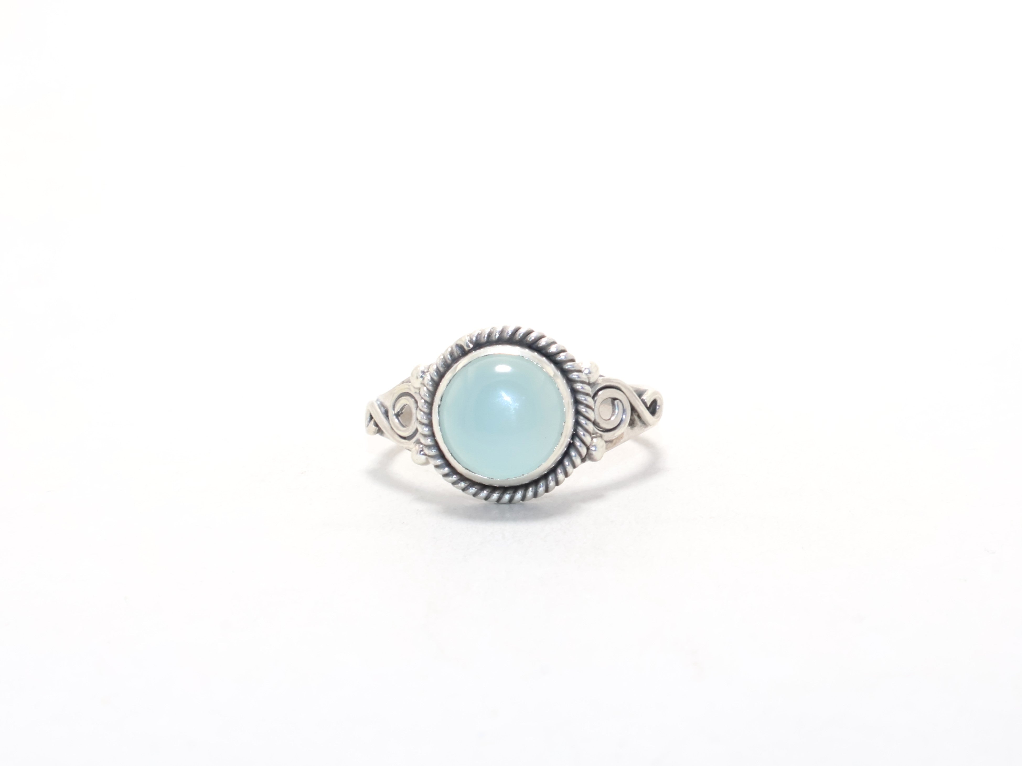 Aquachalkedoon Ring Zilveren Designer Ring Stapelring Juni Geboortesteen Ring Handgemaakte Ring Cadeau Voor Haar