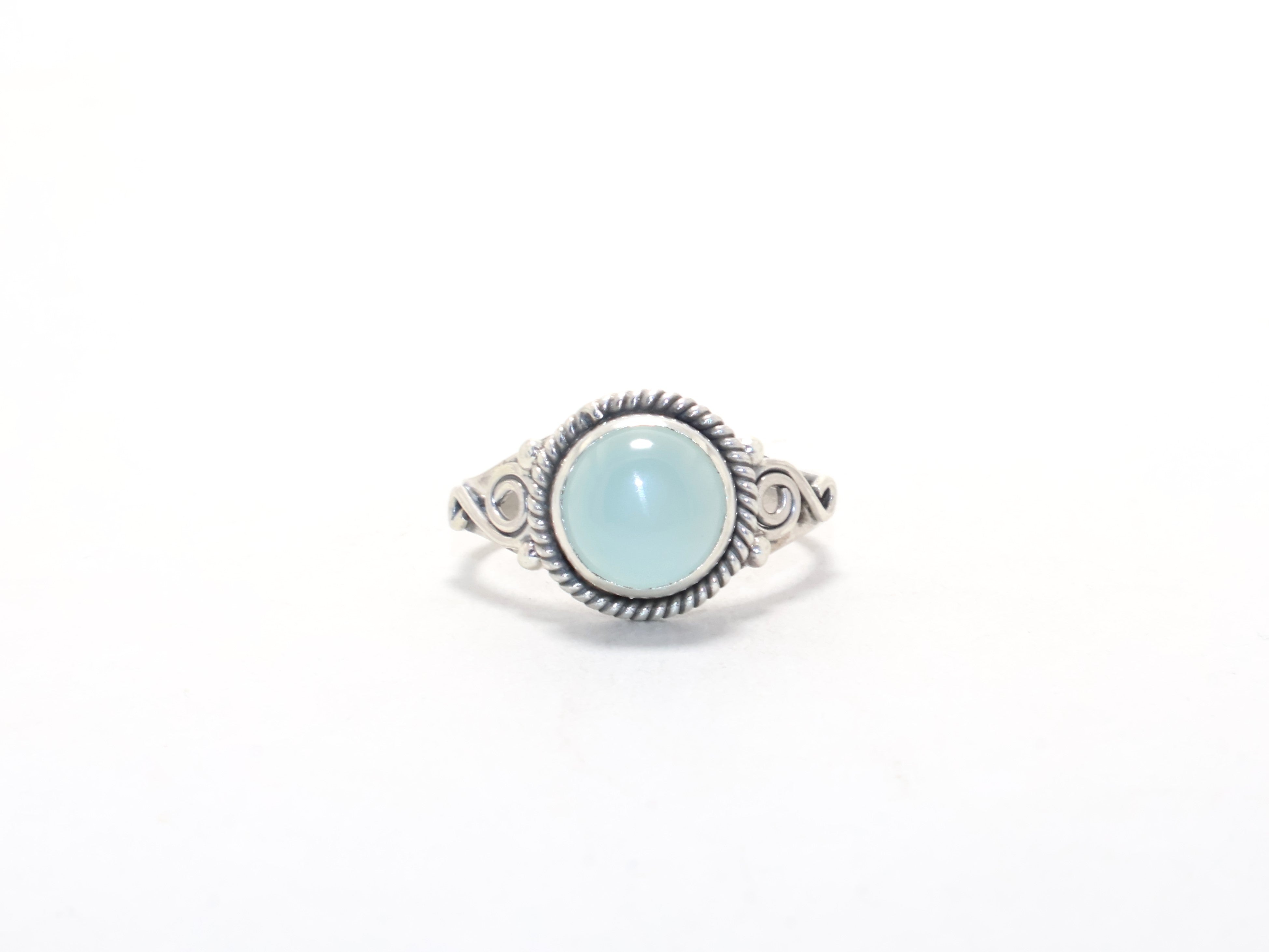 Aqua Chalcedon Ring Silber Designer Ring Stapelring Juni Geburtsstein Ring Handgefertigter Ring Geschenk Für Sie