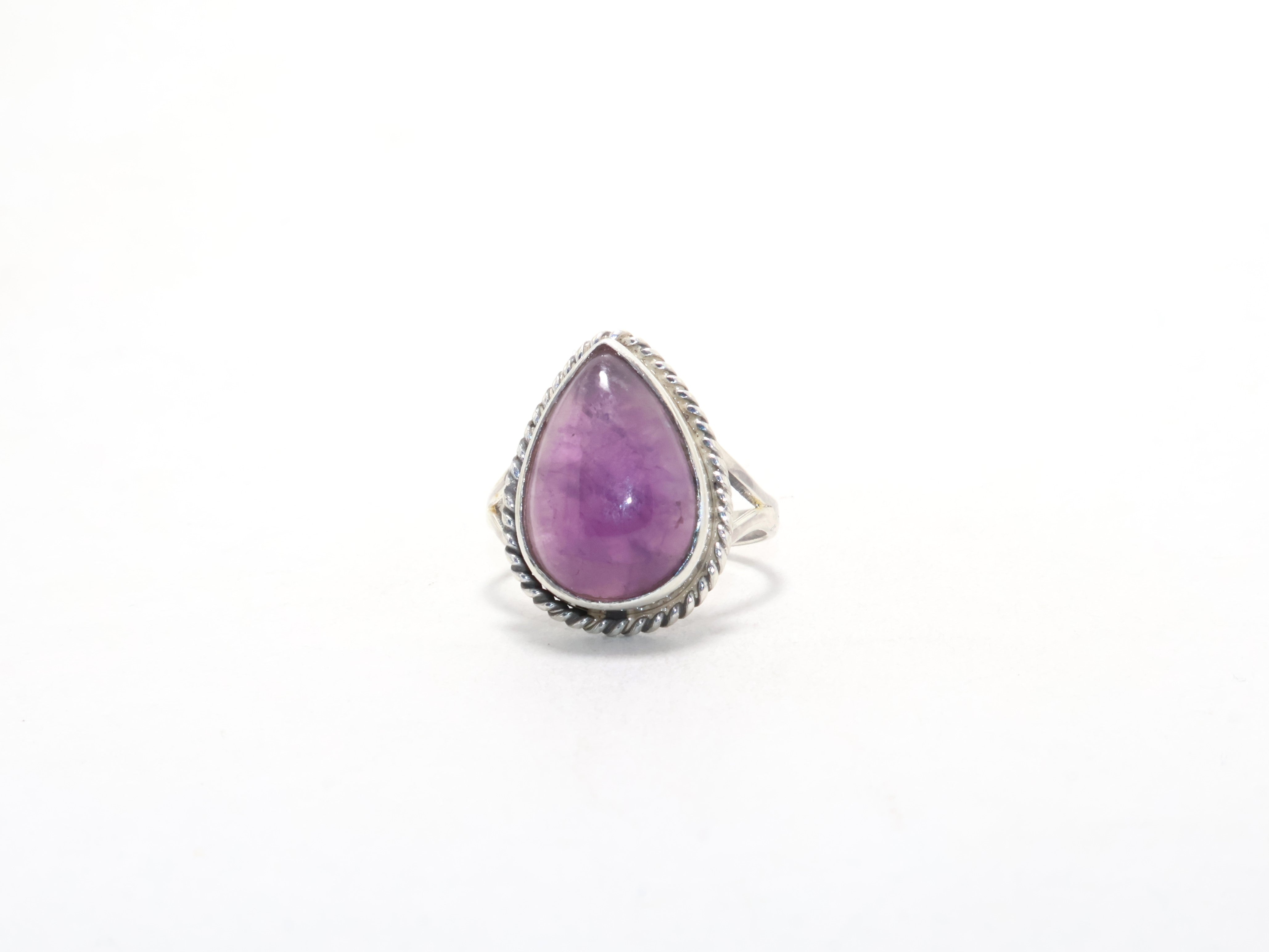 Natürlicher Birnen-Amethyst-Ring 925 Sterling Silber Handgefertigter Ring Minimalistischer Ring Cocktailring