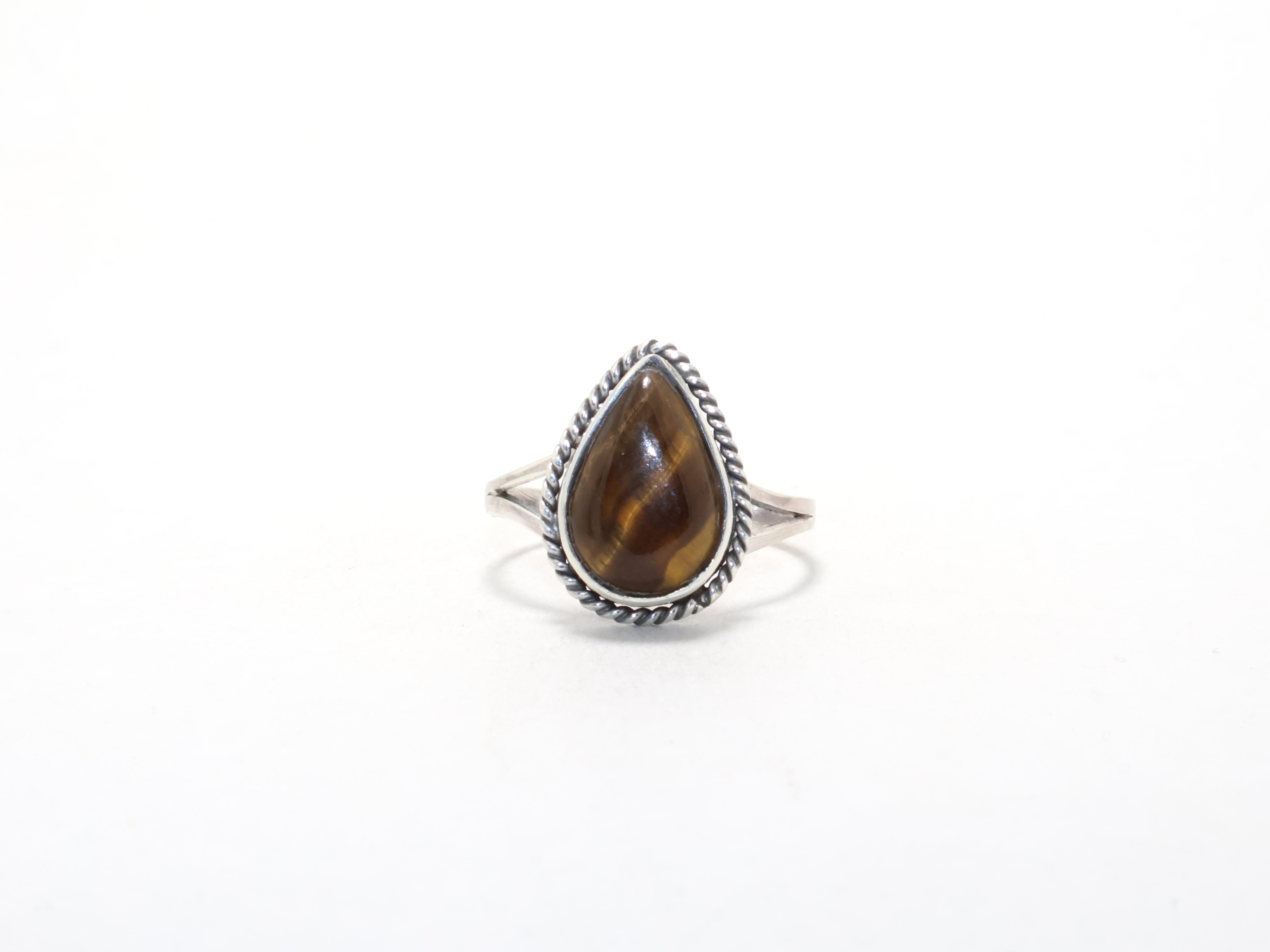 Tropfen Tigerauge Ring Handgemachter Designer Ring Versprechensring Geburtssteinring Böhmischer Ring 925 Sterling Silber