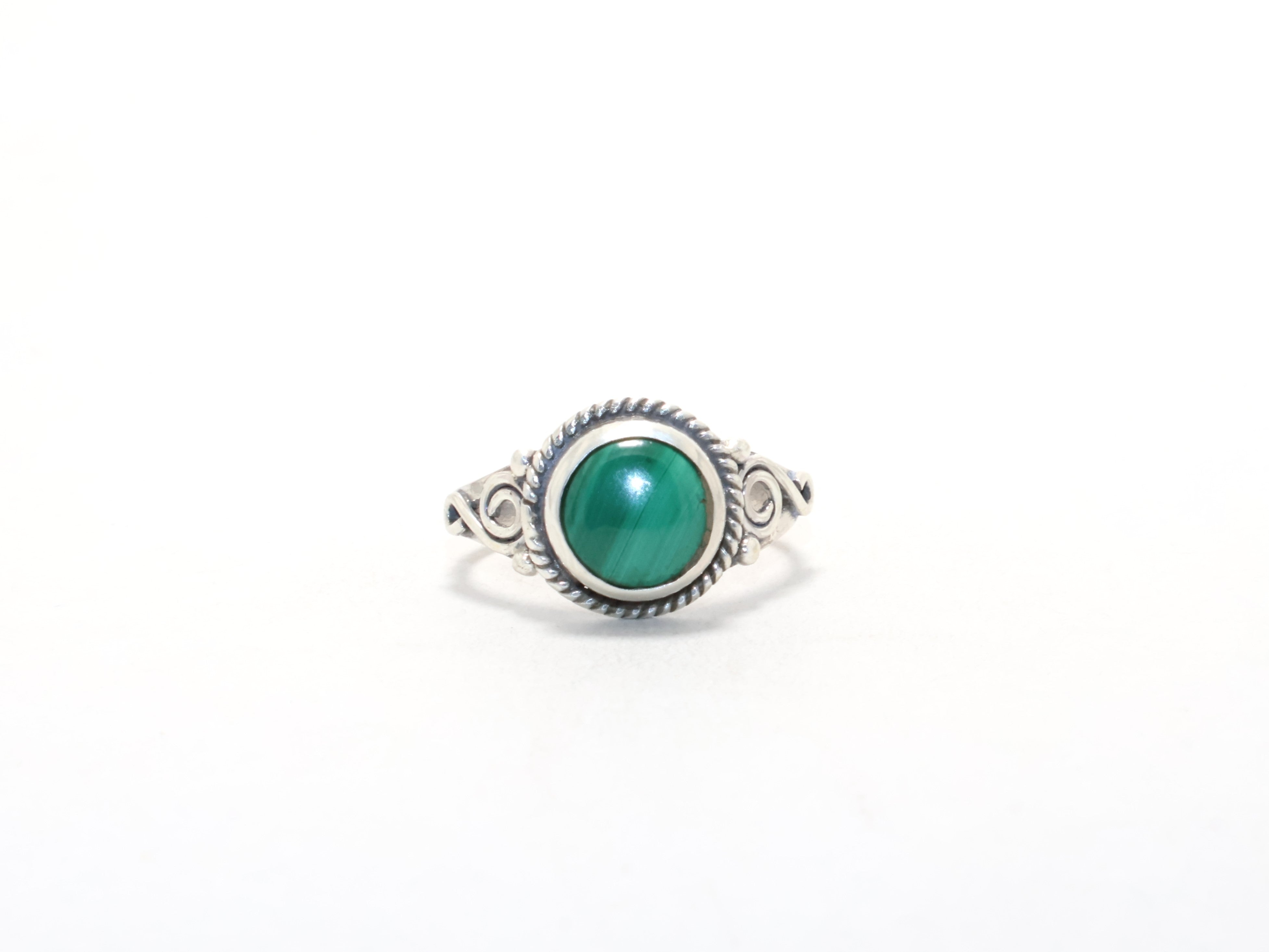 Sterling Silber Malachit Ring Grüner Edelstein Böhmischer Schmuck Verlobungsring Handgemachter Ring