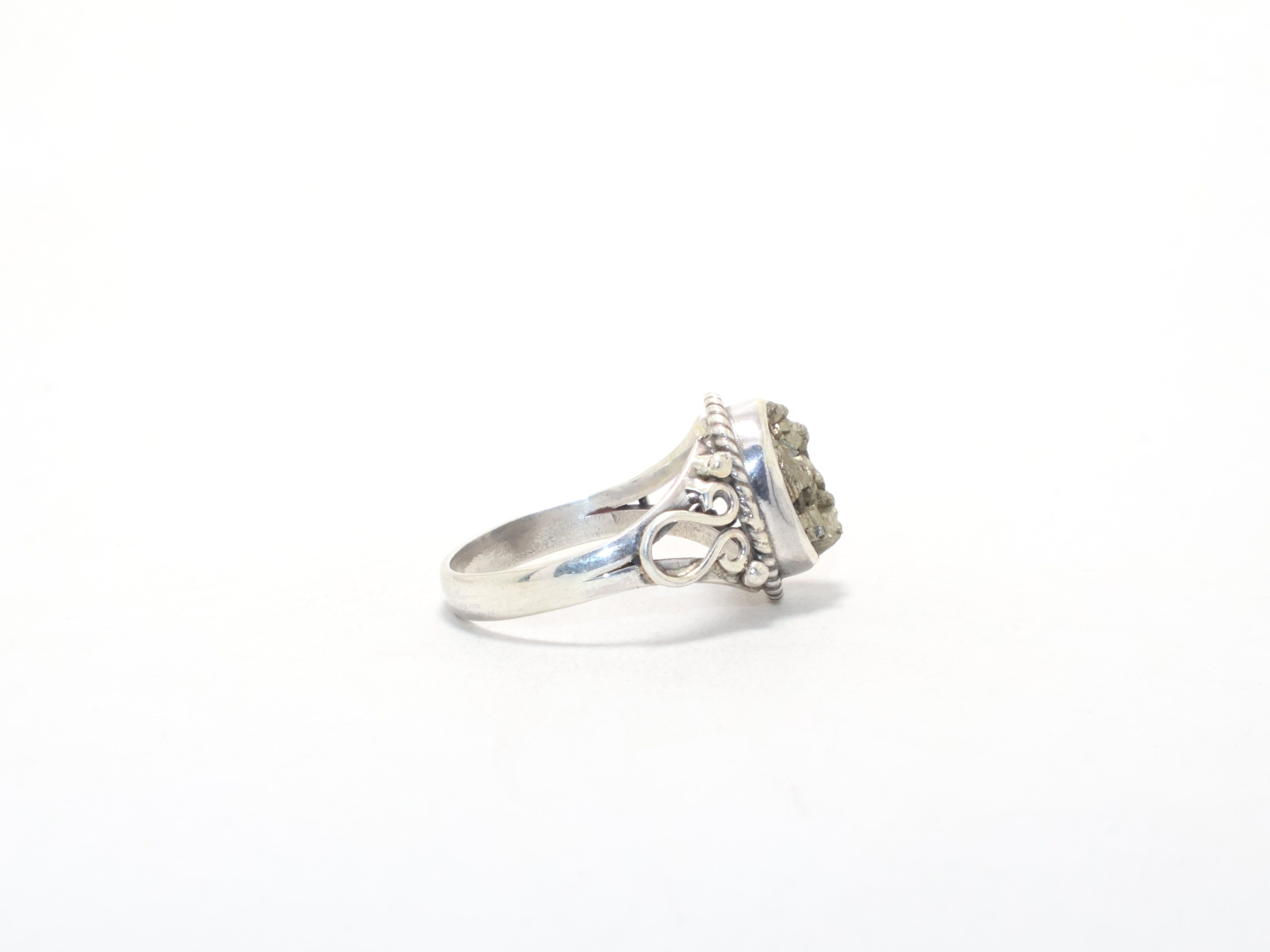 Ruwe Pyriet Edelsteen Ring Onbewerkte Steen Minimalistische Ring 925 Sterling Zilver Stapelring Designer Ring