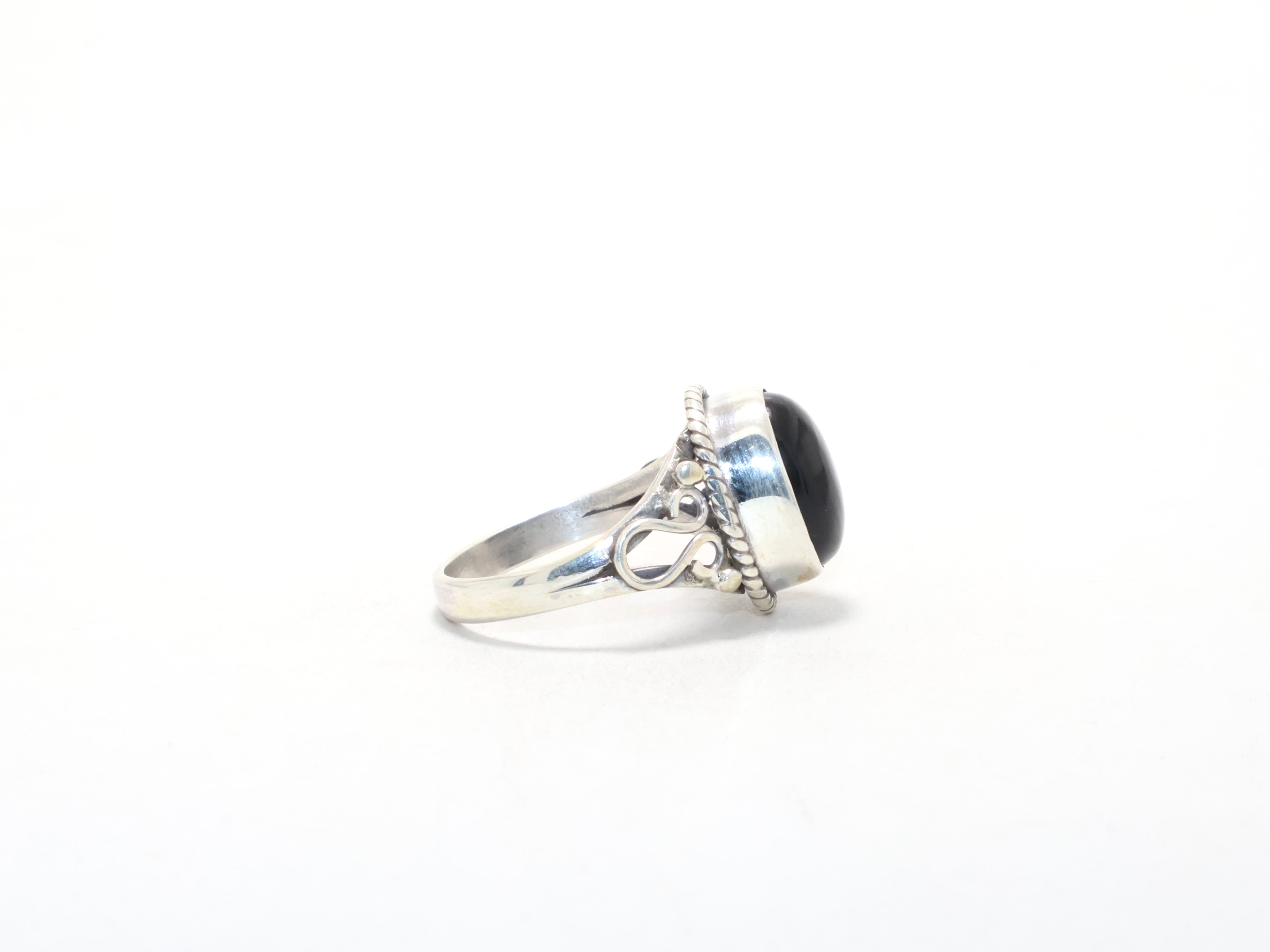 Schwarzer Onyx Stacking Ring Edelsteinring Cocktailring Bohemian Ring 925 Sterling Silber Geschenk für Sie