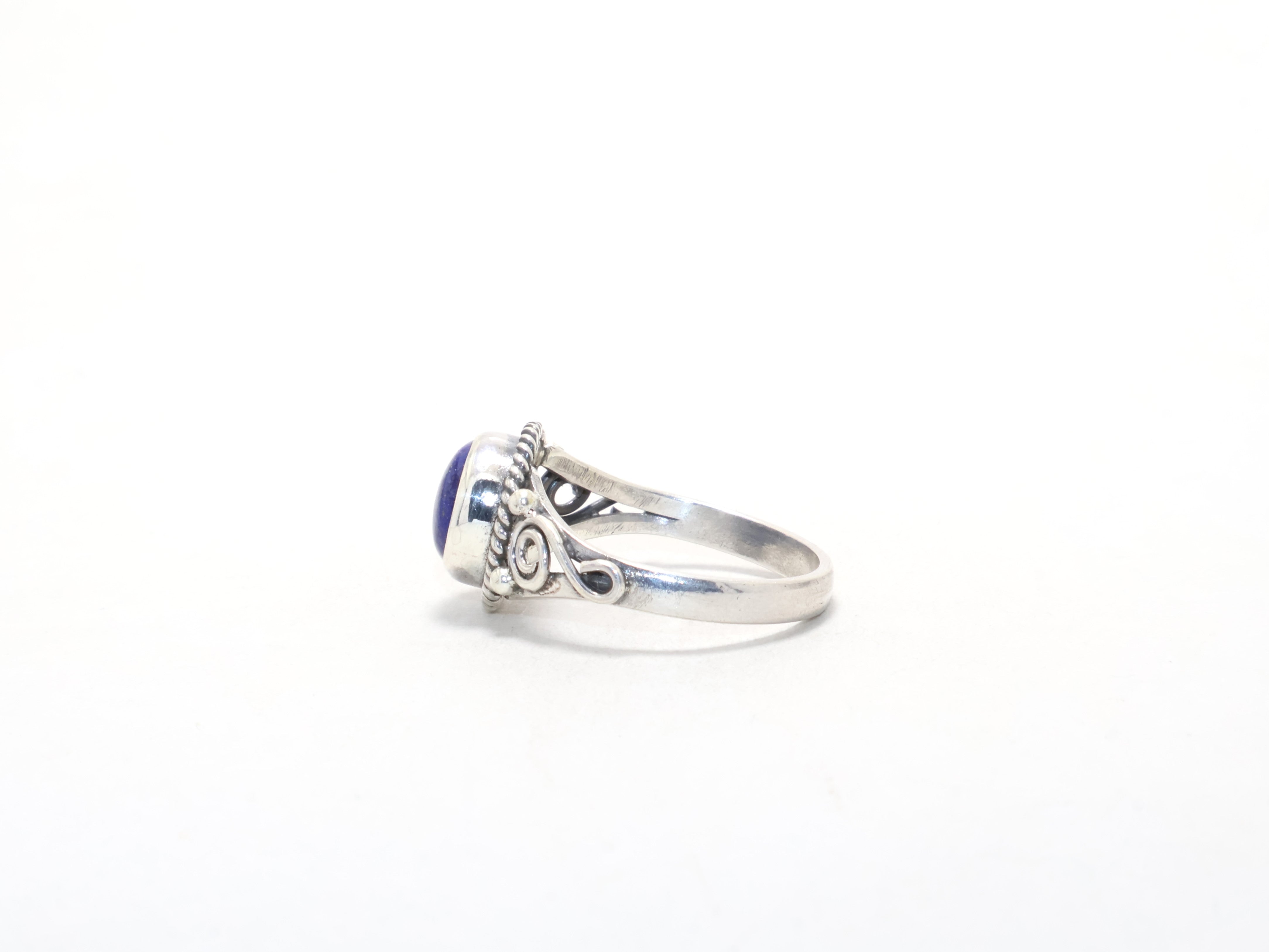 Silber Lapislazuli Ring Cocktailring September Geburtsstein Handgefertigt Minimalistischer Schmuck Böhmischer Ring Edelsteinring