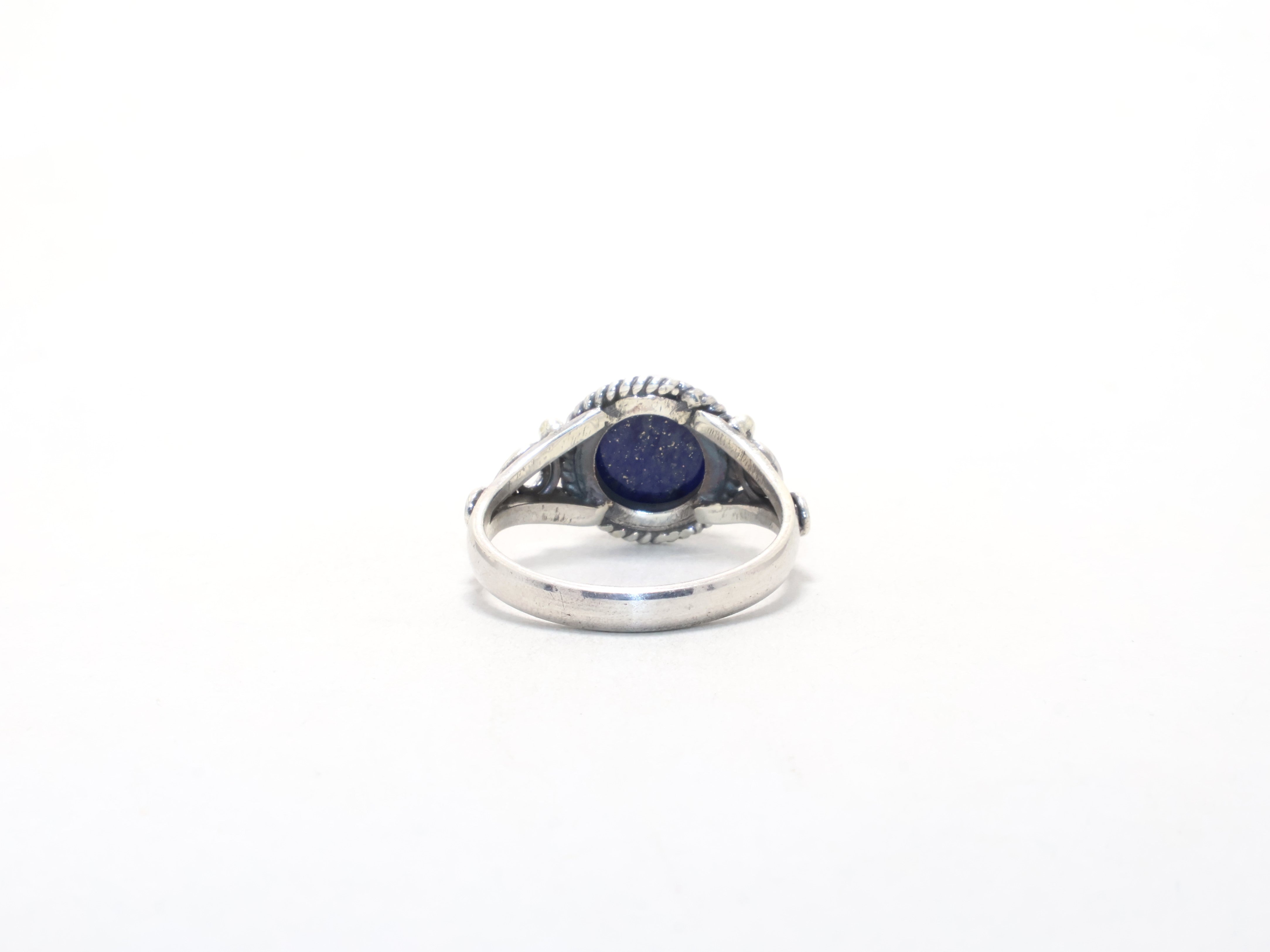 Silber Lapislazuli Ring Cocktailring September Geburtsstein Handgefertigt Minimalistischer Schmuck Böhmischer Ring Edelsteinring