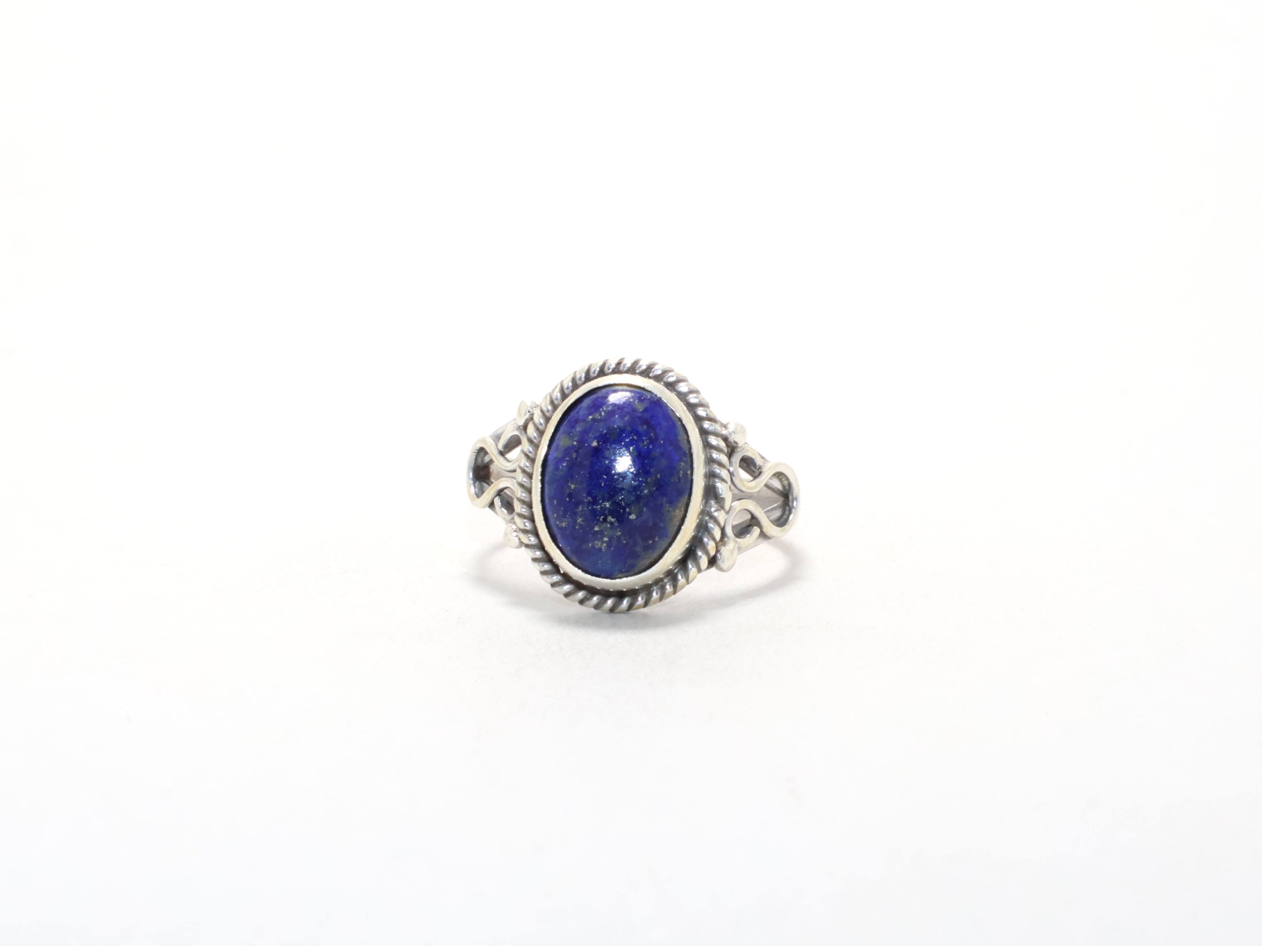 Echter blauer Lapislazuli Edelsteinring, Böhmischer Ring, September-Geburtsstein, Alltagsring, zierlicher Ring