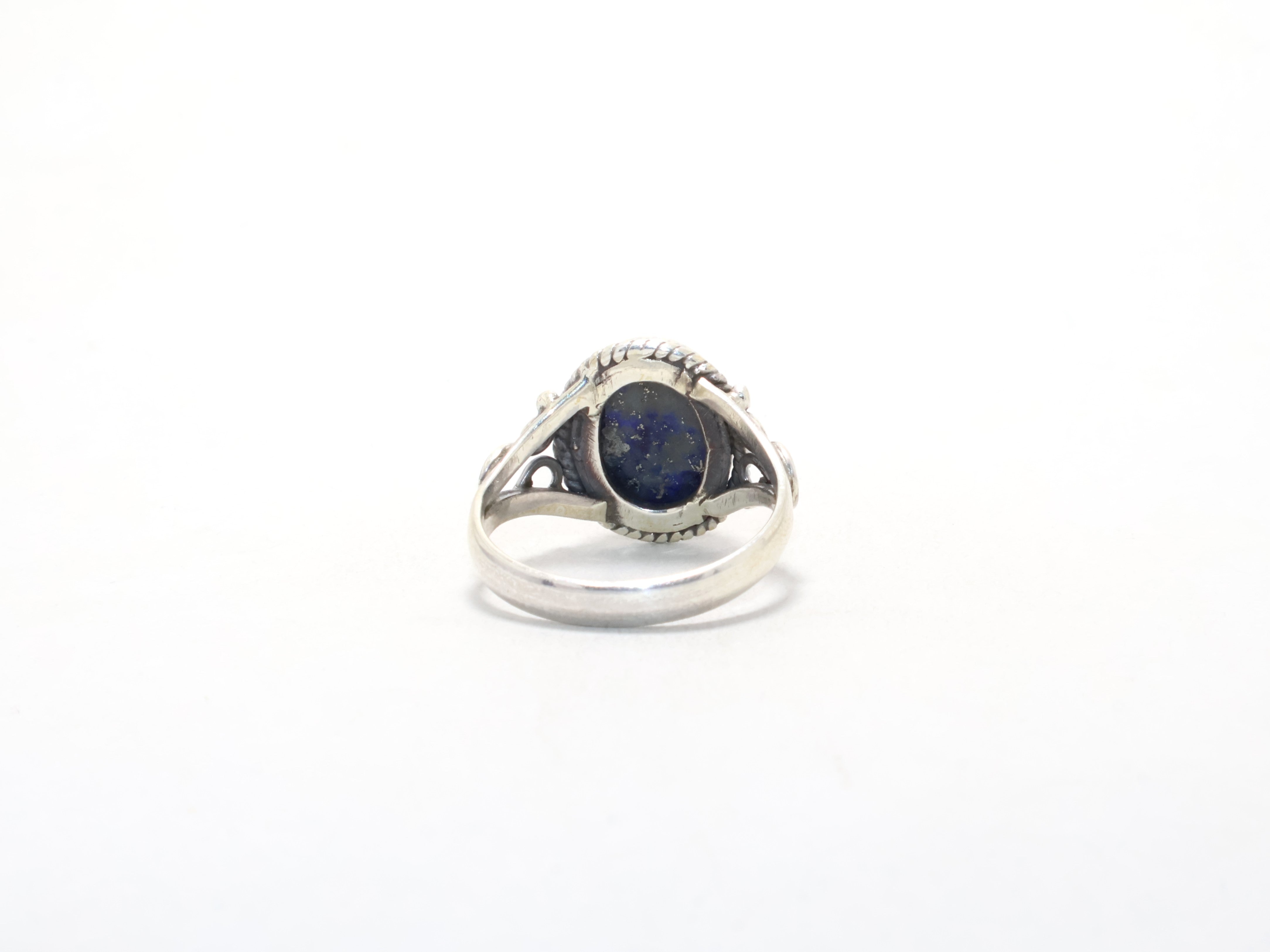 Echter blauer Lapislazuli Edelsteinring, Böhmischer Ring, September-Geburtsstein, Alltagsring, zierlicher Ring