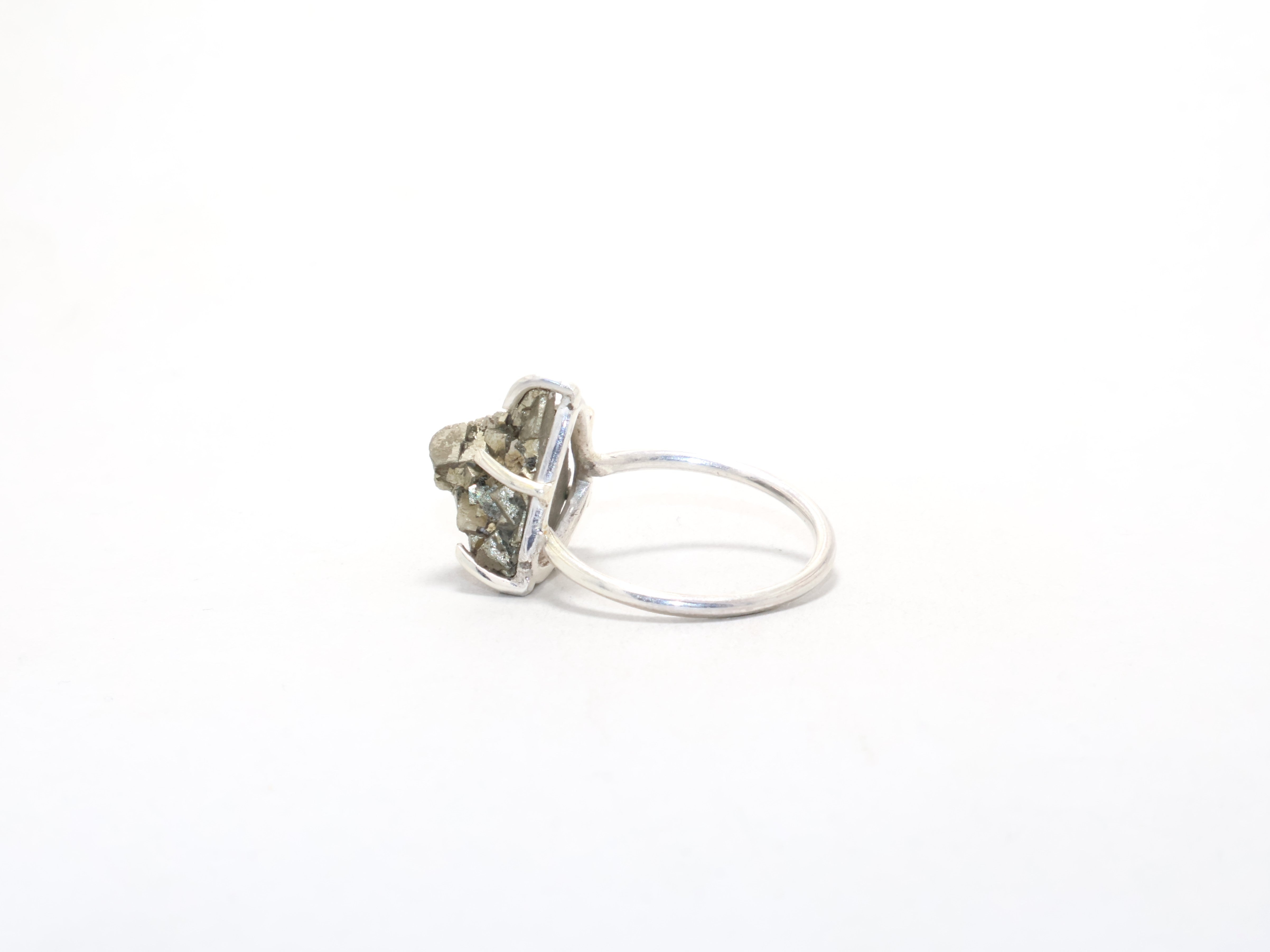 Roh Pyrit Silberring, Schmuck mit Rohstein, 925 Sterling Silber, Geburtssteinring, Böhmischer Ring, Versprechensring, Geschenk für Sie