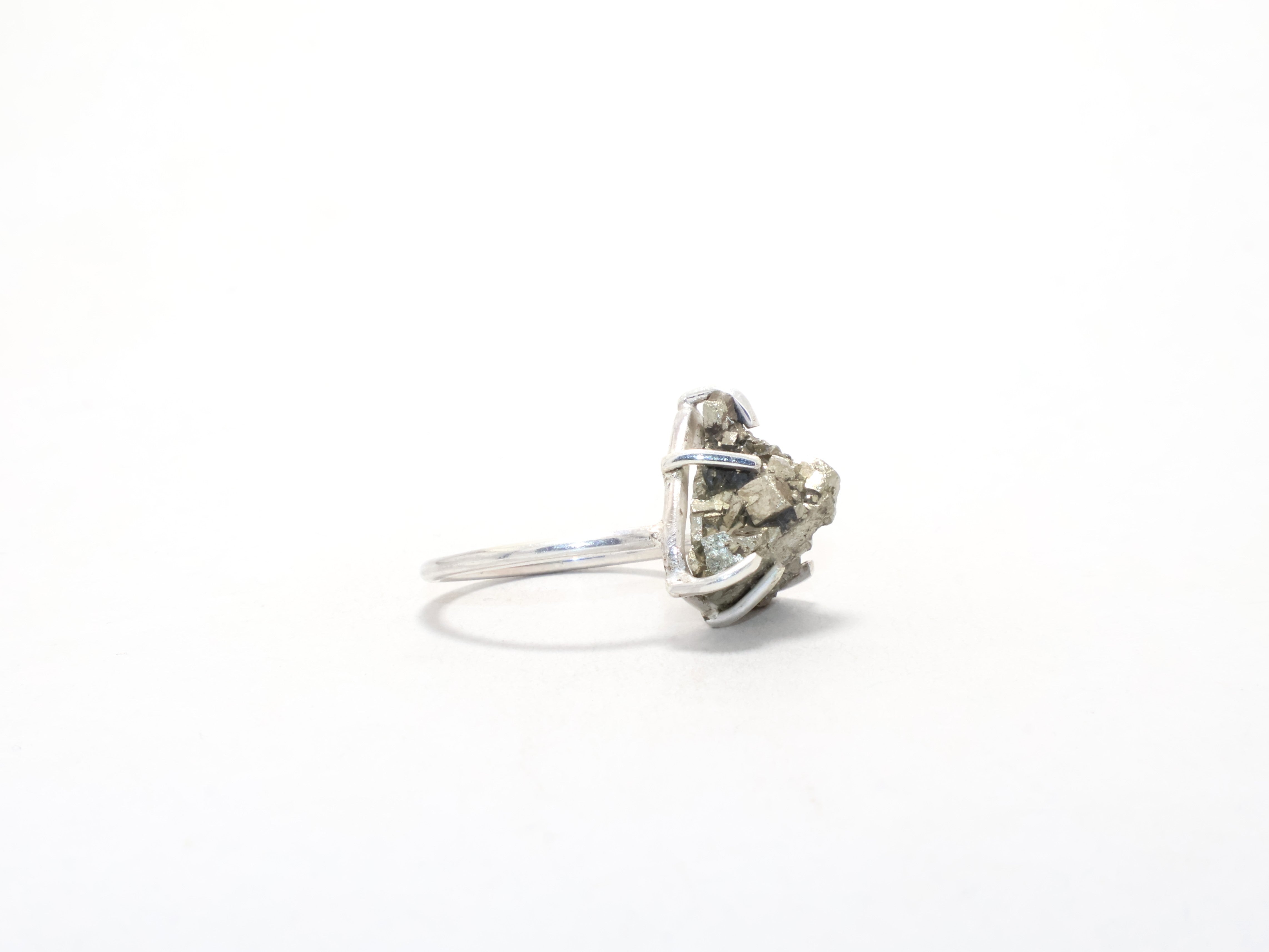 Roh Pyrit Silberring, Schmuck mit Rohstein, 925 Sterling Silber, Geburtssteinring, Böhmischer Ring, Versprechensring, Geschenk für Sie