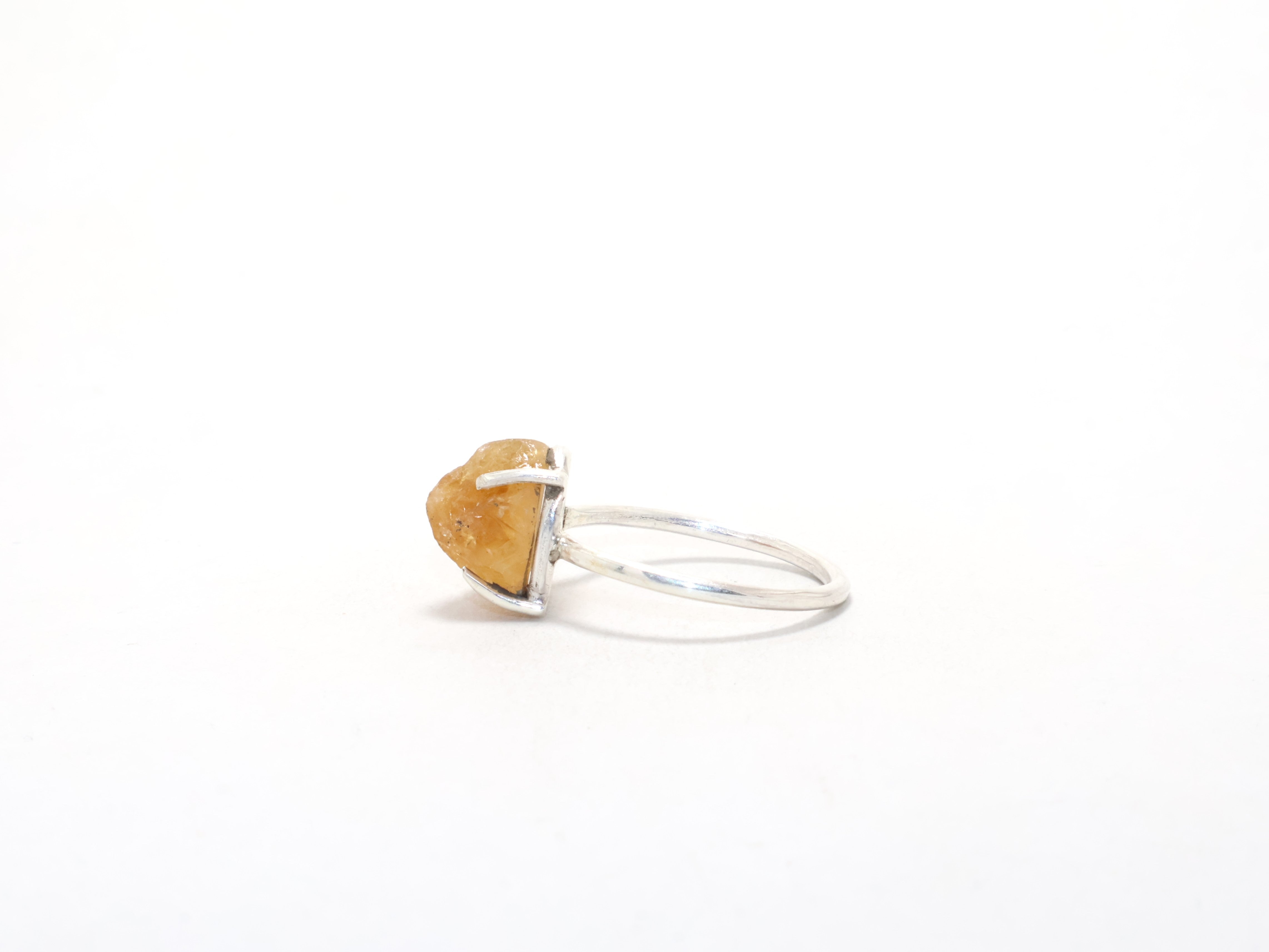 Handgemachter Ring aus natürlichem Citrin, Geburtsstein November, minimalistischer Ring aus 925er Sterlingsilber, Geschenk für Sie