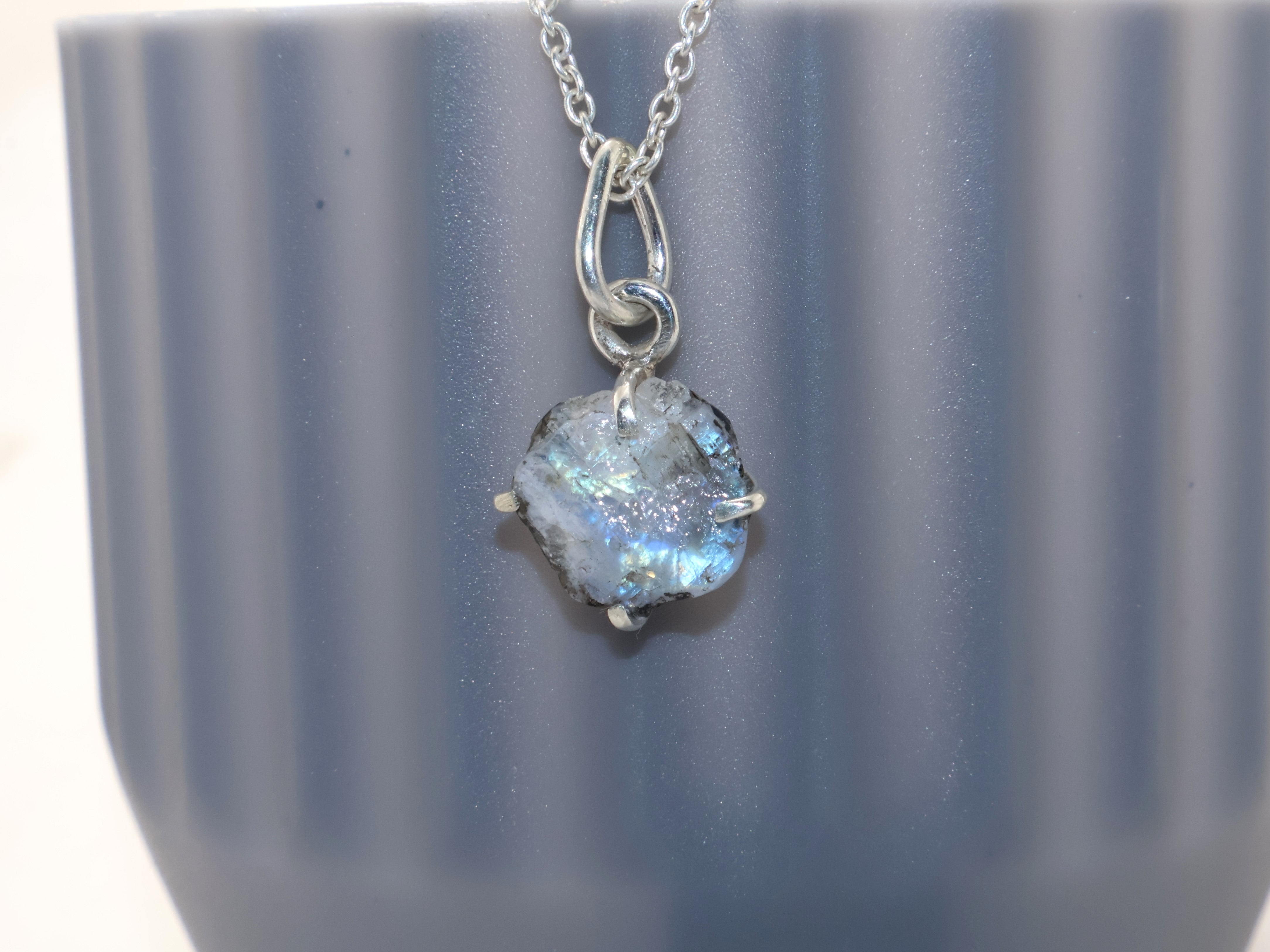 Raw Moonstone Necklace Moonstone Pendant Necklace June Birthstone Necklace Genuine Gemstone Jewelry Gift For Her 925 Sterling Silver