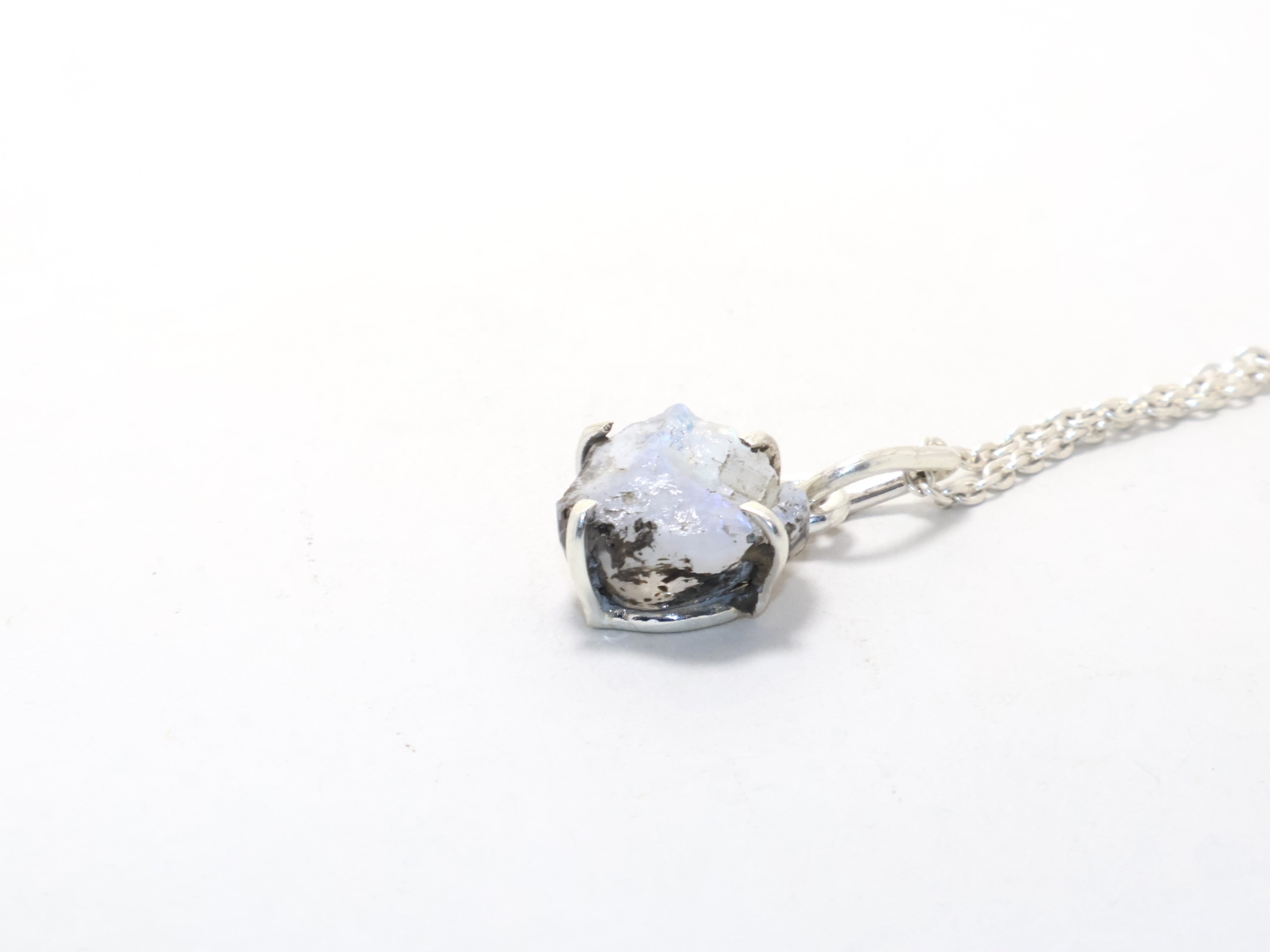 Raw Moonstone Necklace Moonstone Pendant Necklace June Birthstone Necklace Genuine Gemstone Jewelry Gift For Her 925 Sterling Silver