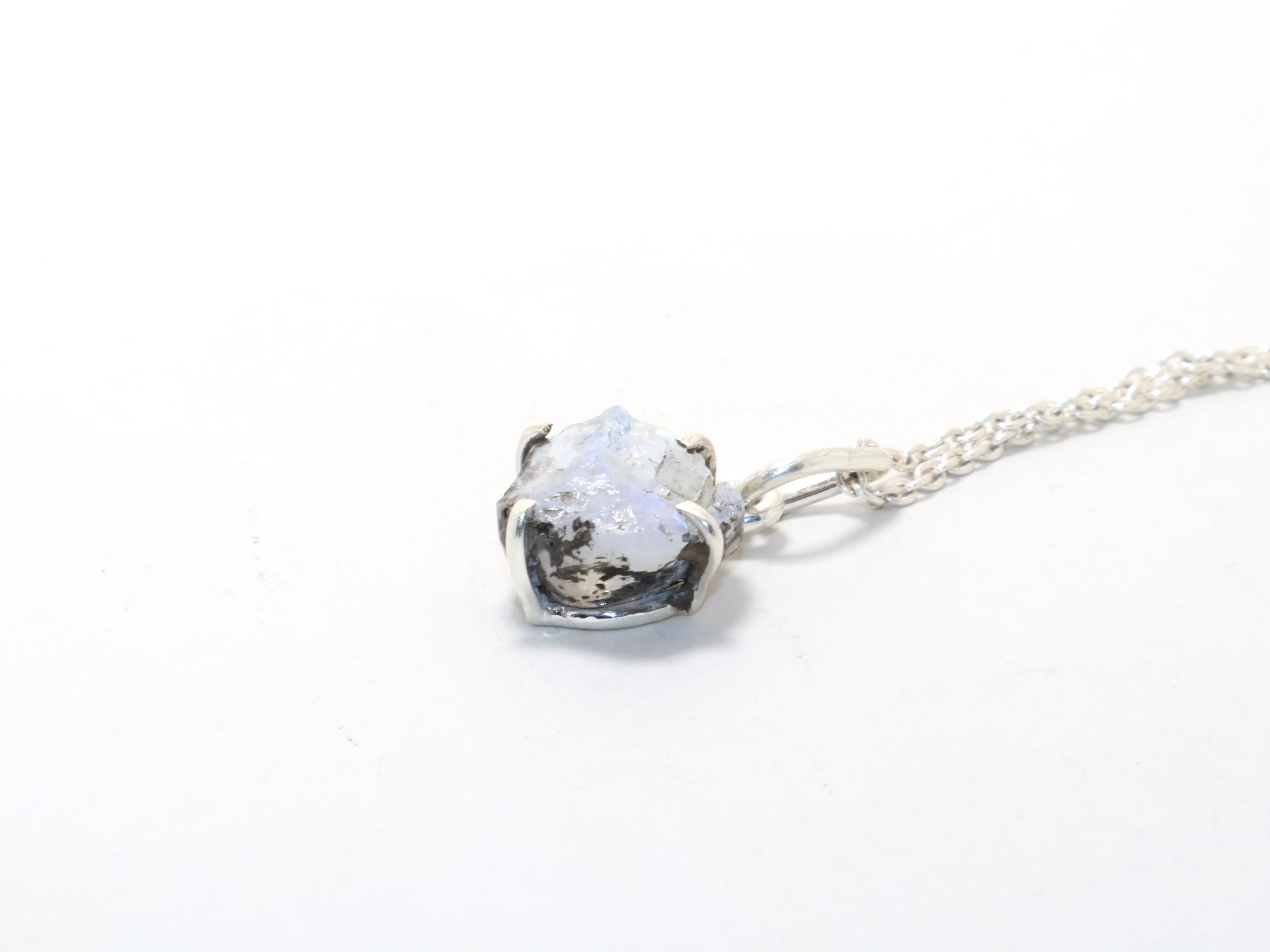 Raw Moonstone Necklace Moonstone Pendant Necklace June Birthstone Necklace Genuine Gemstone Jewelry Gift For Her 925 Sterling Silver