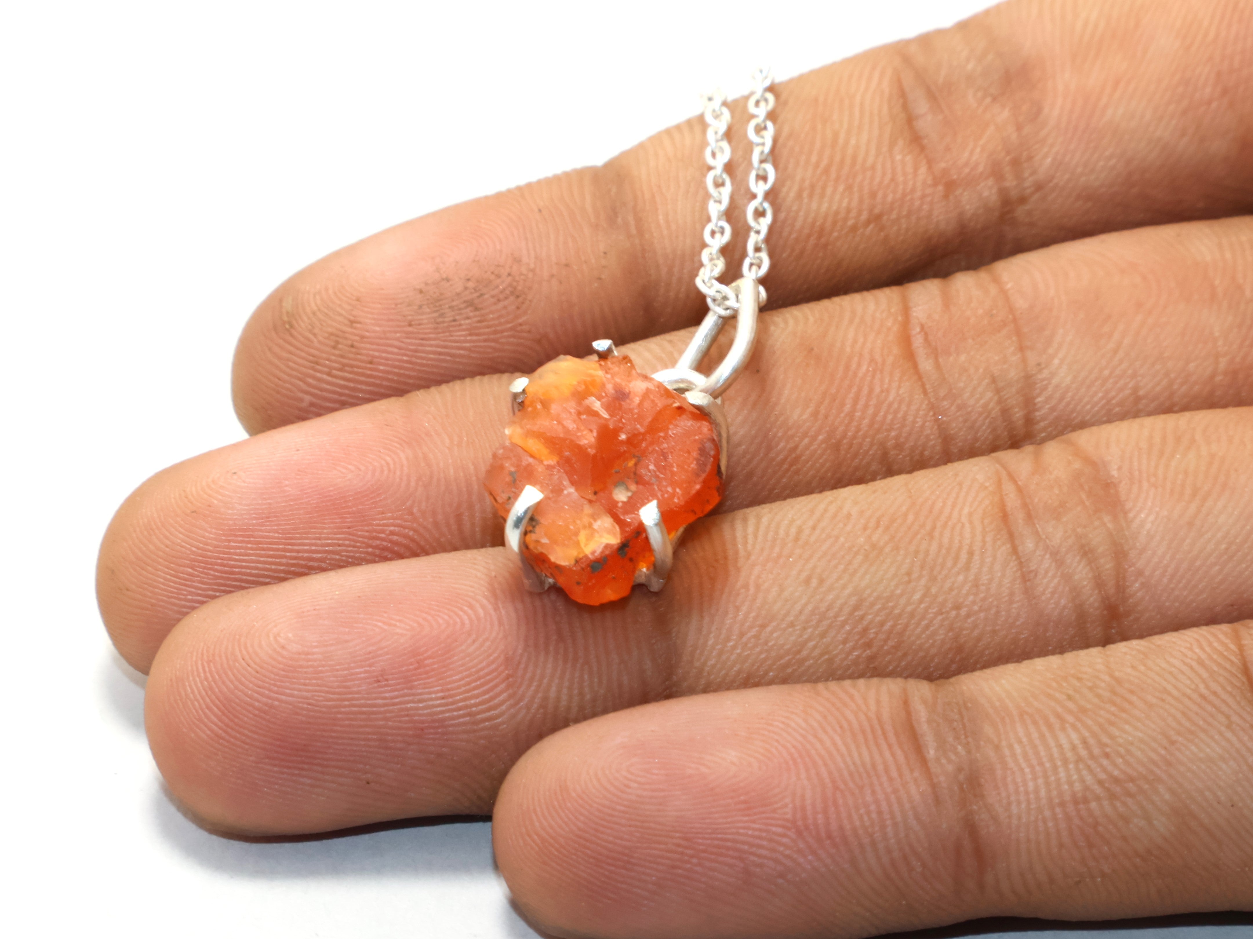 Rohe Karneol Halskette Juli Geburtsstein Halskette Zierliche Anhänger Geschenkartikel 925 Sterling Silber Edelstein Halskette Böhmische Halskette