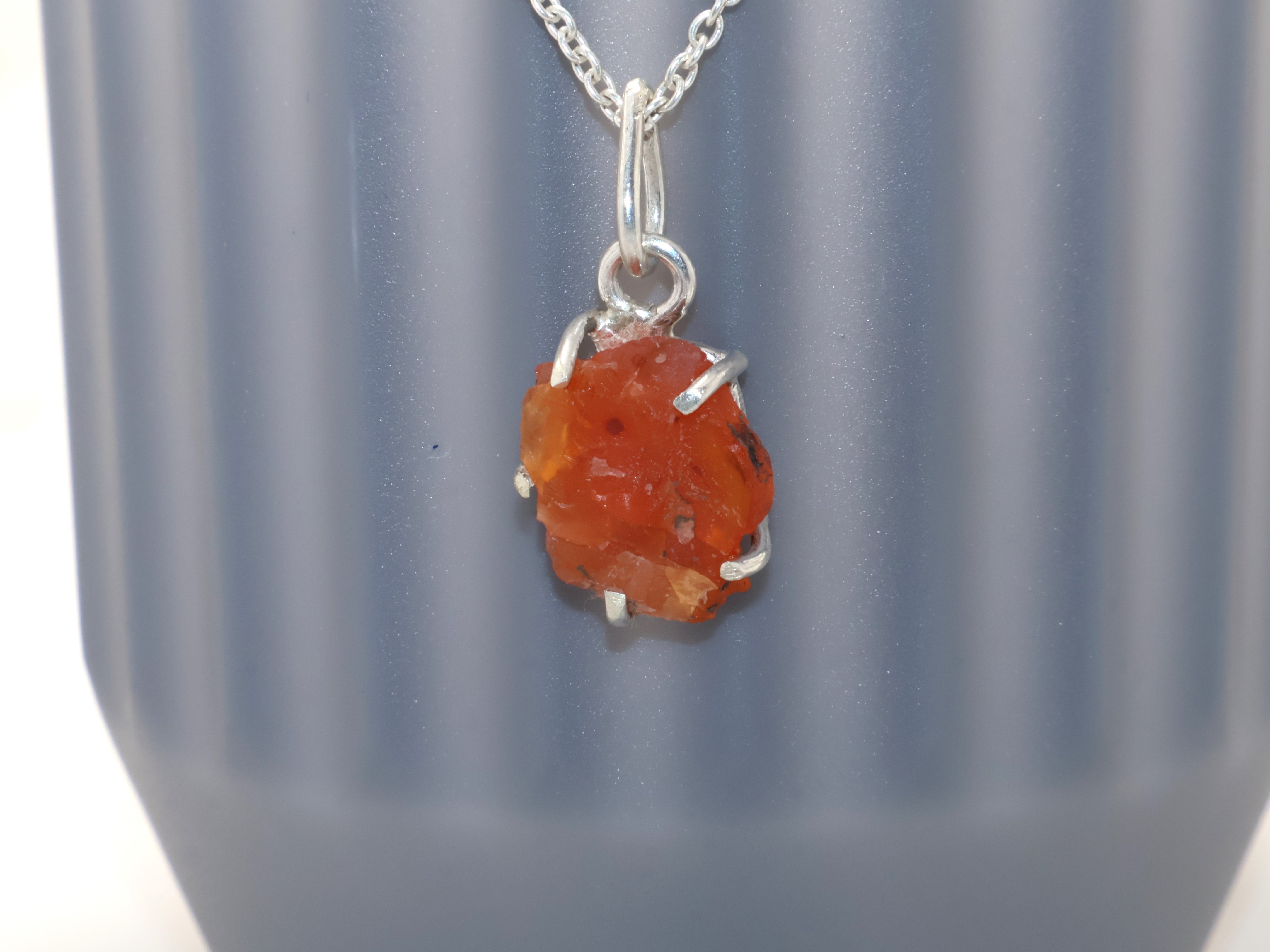 Rohe Karneol Halskette Juli Geburtsstein Halskette Zierliche Anhänger Geschenkartikel 925 Sterling Silber Edelstein Halskette Böhmische Halskette