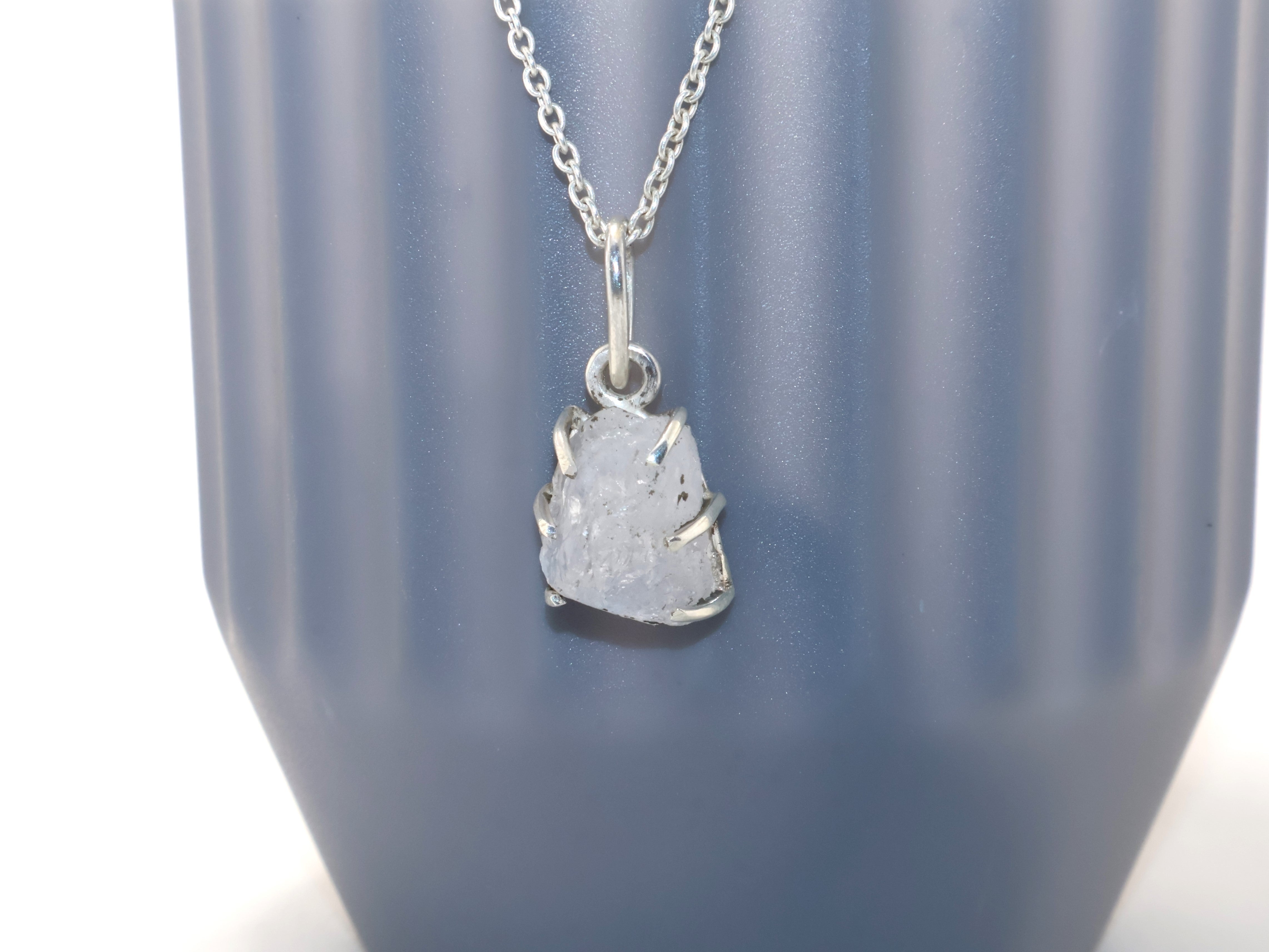 Natural Crystal Quartz Silver Necklace Minimalist Necklace Genuine Crystal April Birthstone Necklace Sterling Silver Gemstone Jewelry