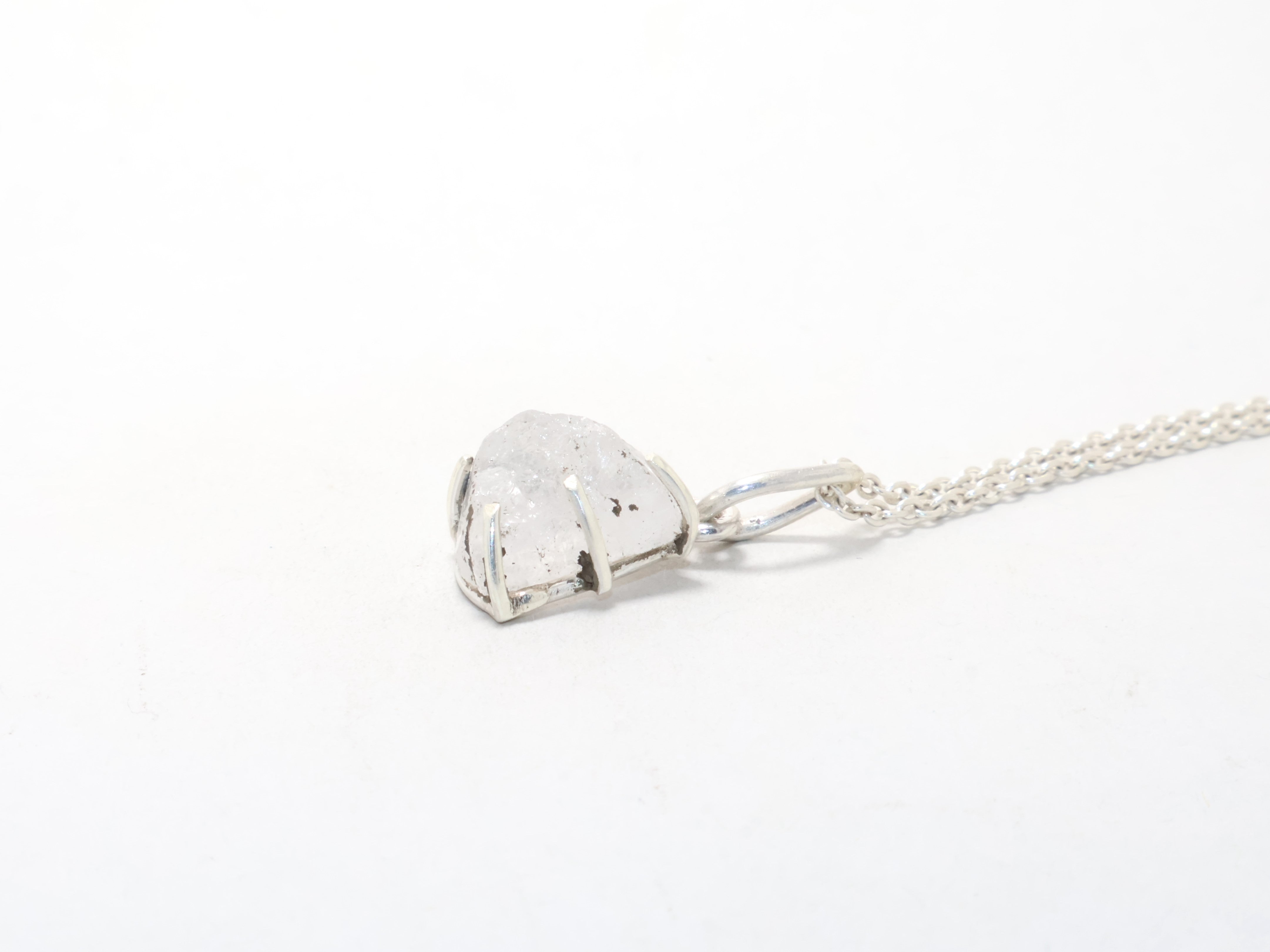 Natural Crystal Quartz Silver Necklace Minimalist Necklace Genuine Crystal April Birthstone Necklace Sterling Silver Gemstone Jewelry