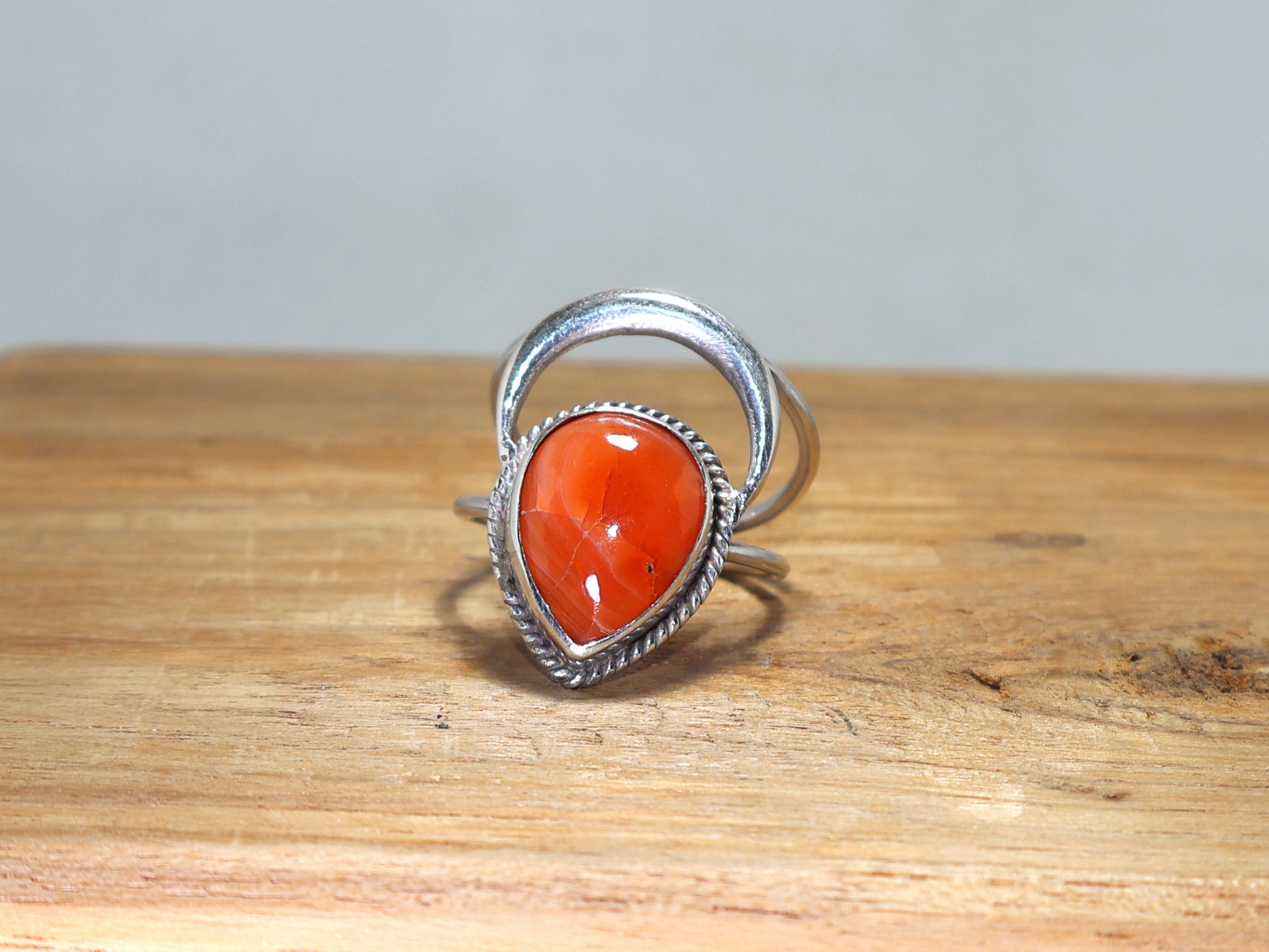 Wunderschöner Karneol Silberring 925 Sterling Silber Oranger Edelstein Massiver Silberring Tropfenform Handgemachter Einzigartiger Ring Geschenk Für Ihn Einzigartiger Damenring
