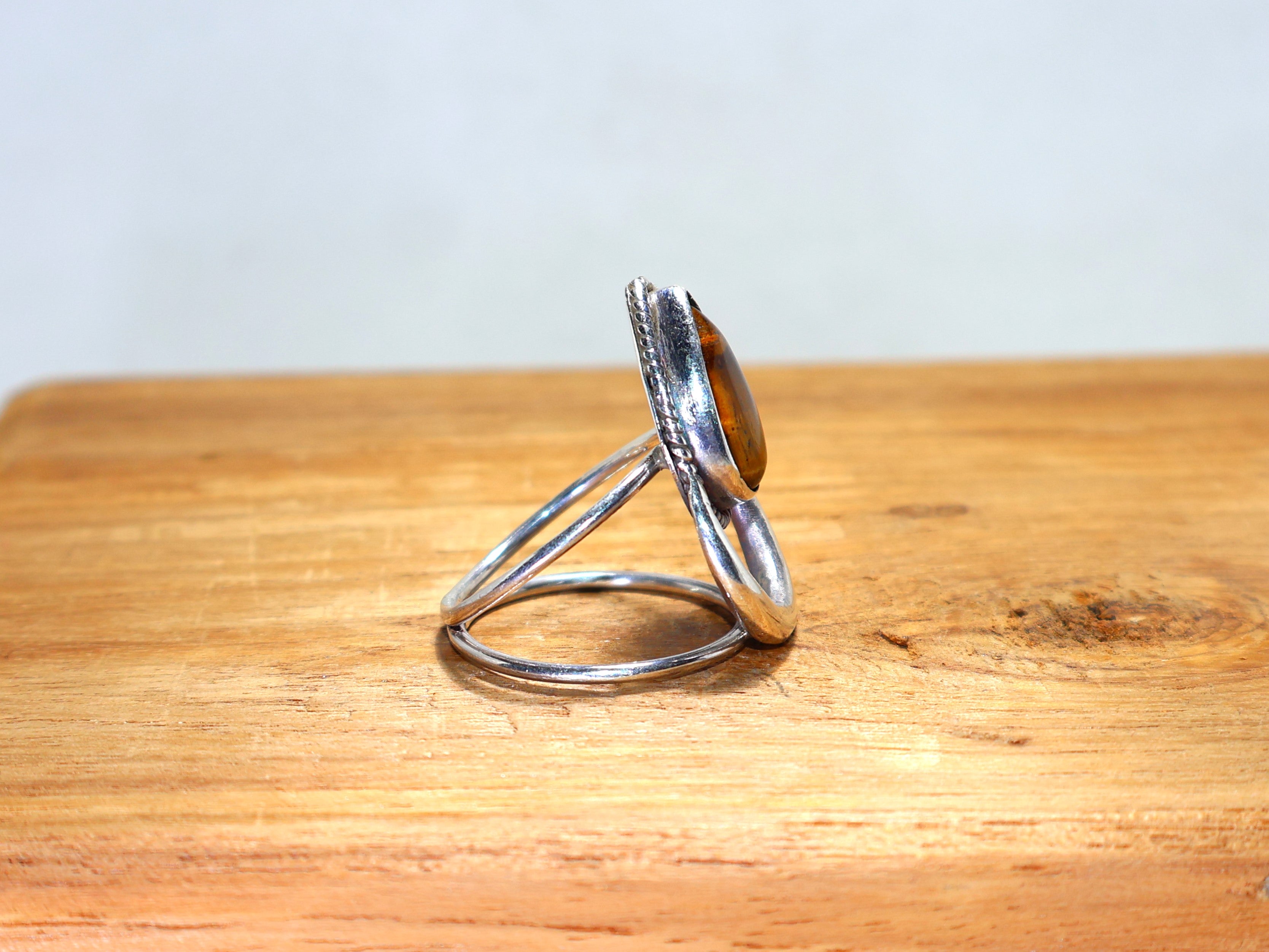 Teardrop Tigerauge Silberring Gelber Edelsteinring Handgemachter Ring 925 Sterling Silber Ring Geburtssteinring Geschenk für Ihn