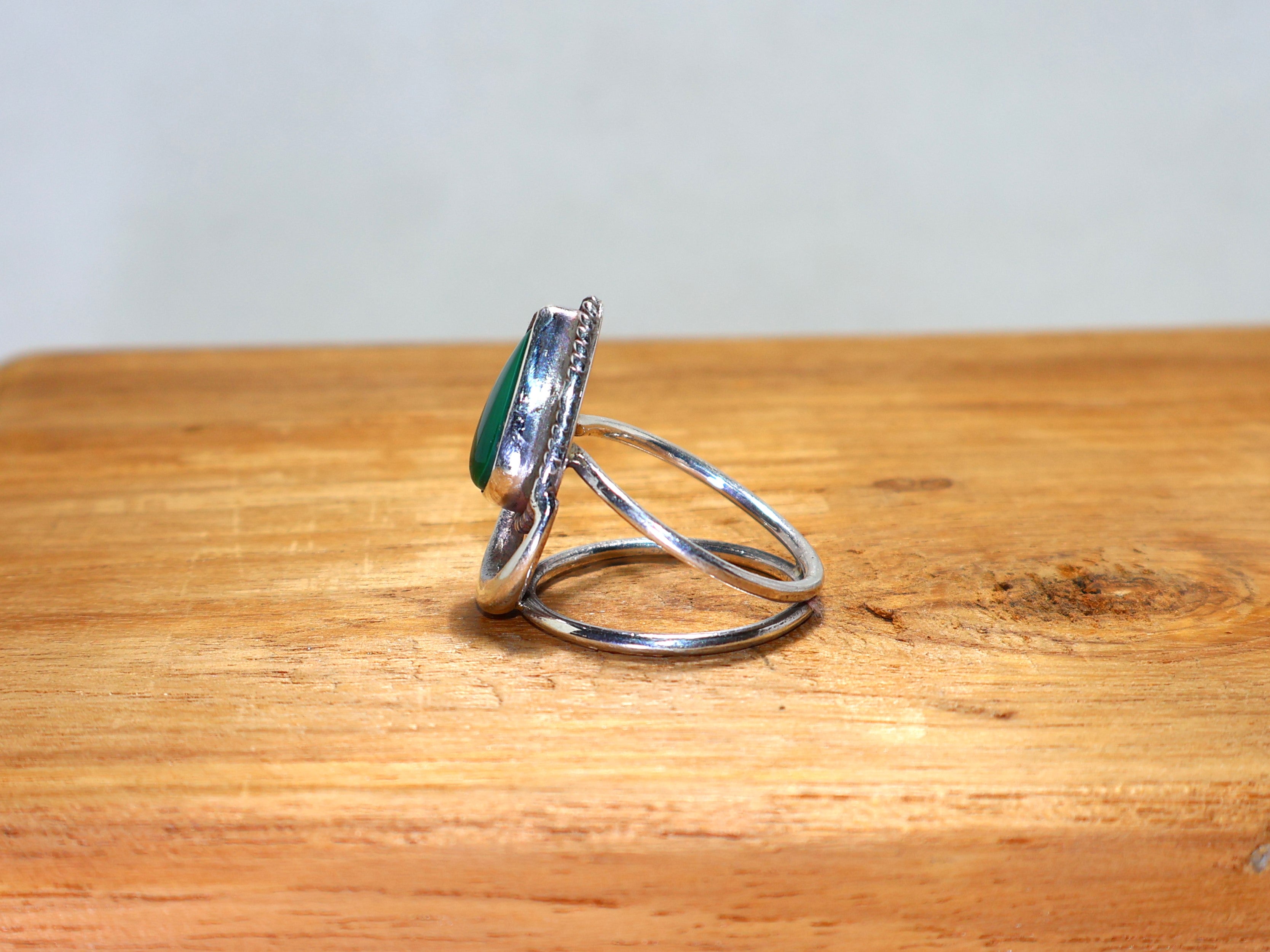 Natur Malachit Ring Handgefertigter Silberring Grüner Edelstein 925 Sterling Silber Ring Jubiläumsring Geschenk für Sie, Cocktailring