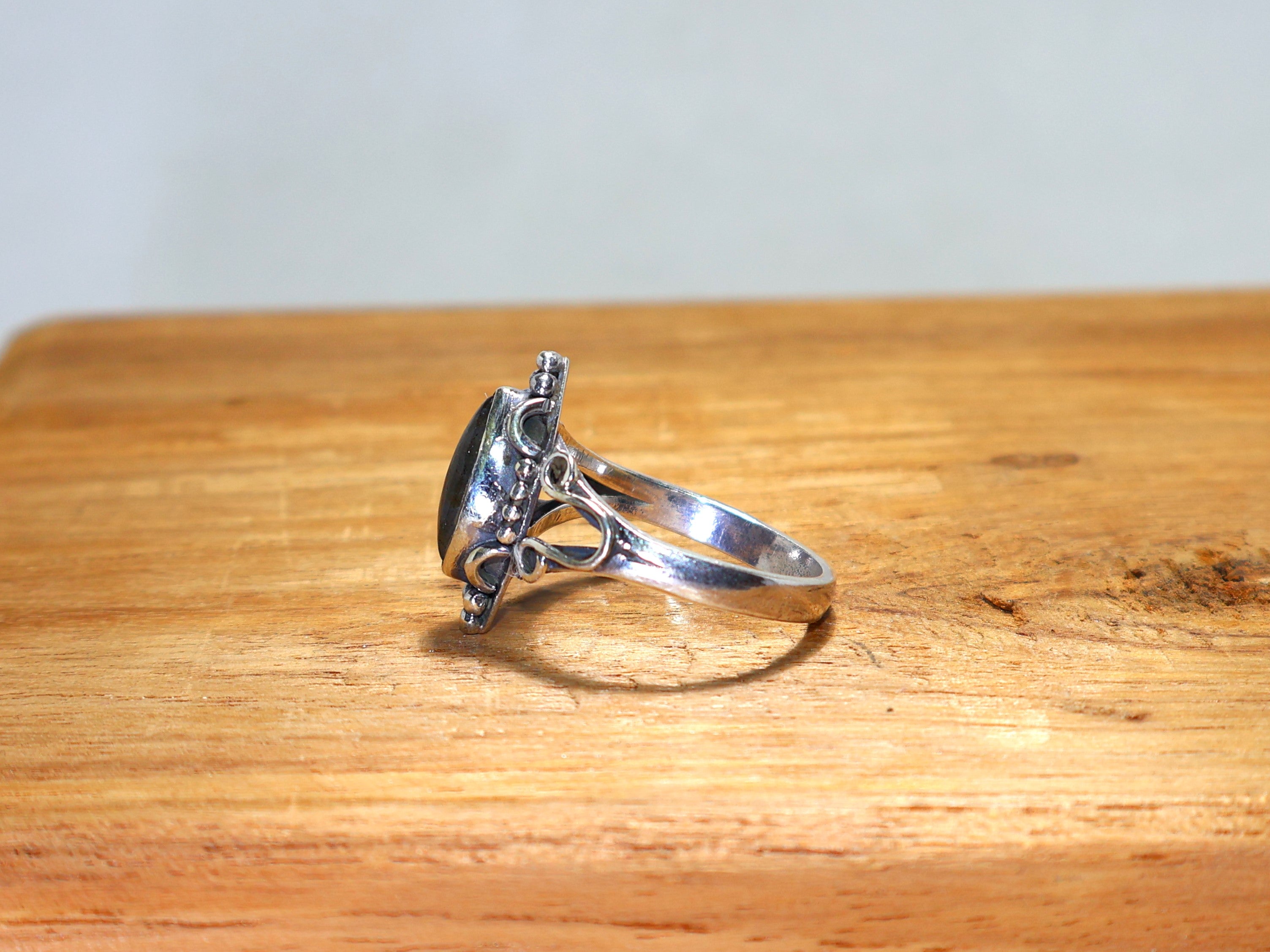 Marquise Labradorit Silberring 925 Sterling Silberring Handgefertigter Ring Blauer Feuer-Labradorit Natur Edelsteinring Designer-Ring