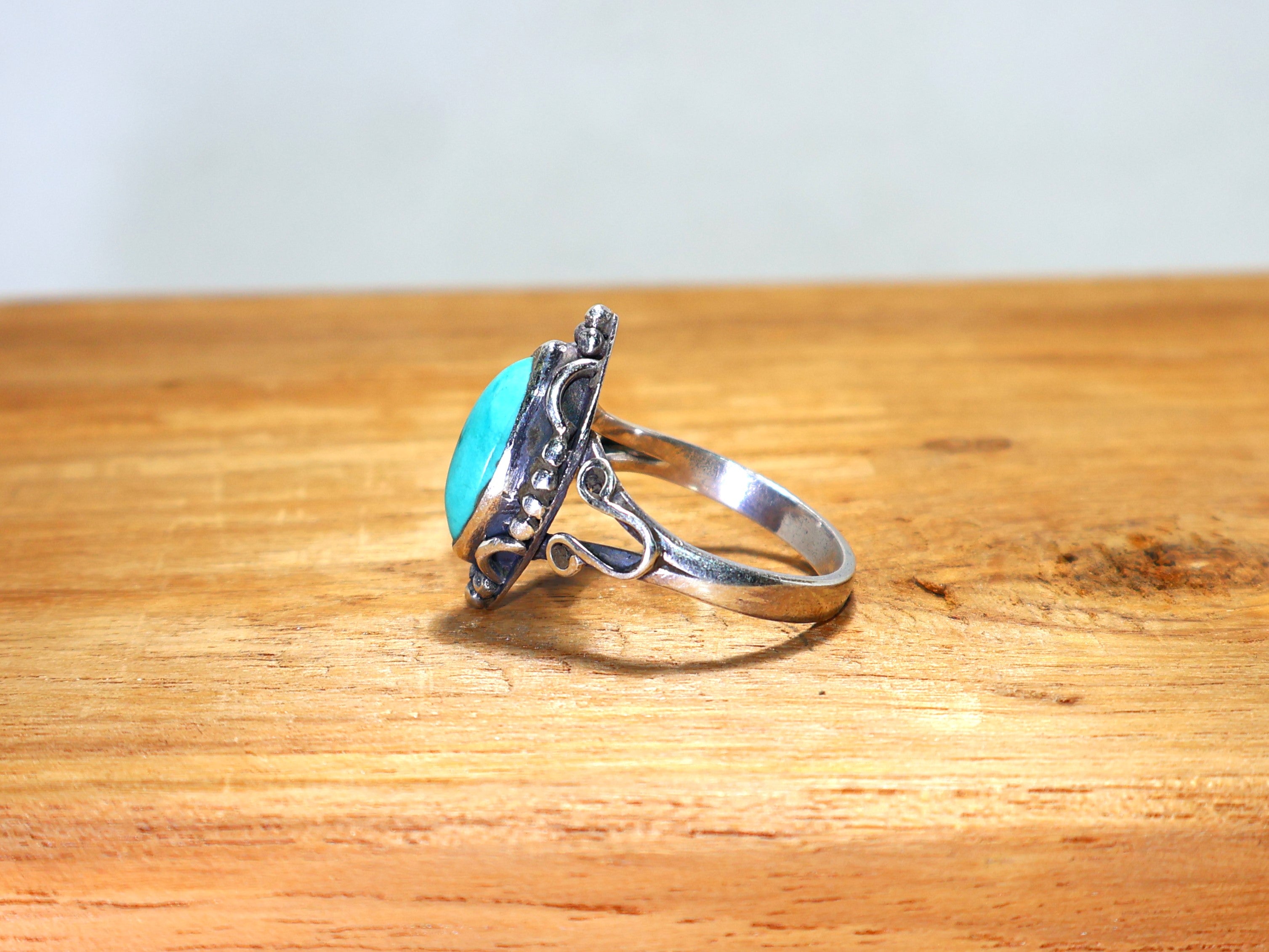Navette-förmiger Türkisring 925 Sterling Silber Ring Handgefertigter grüner Edelstein Geschenk für sie Dezember Geburtssteinring