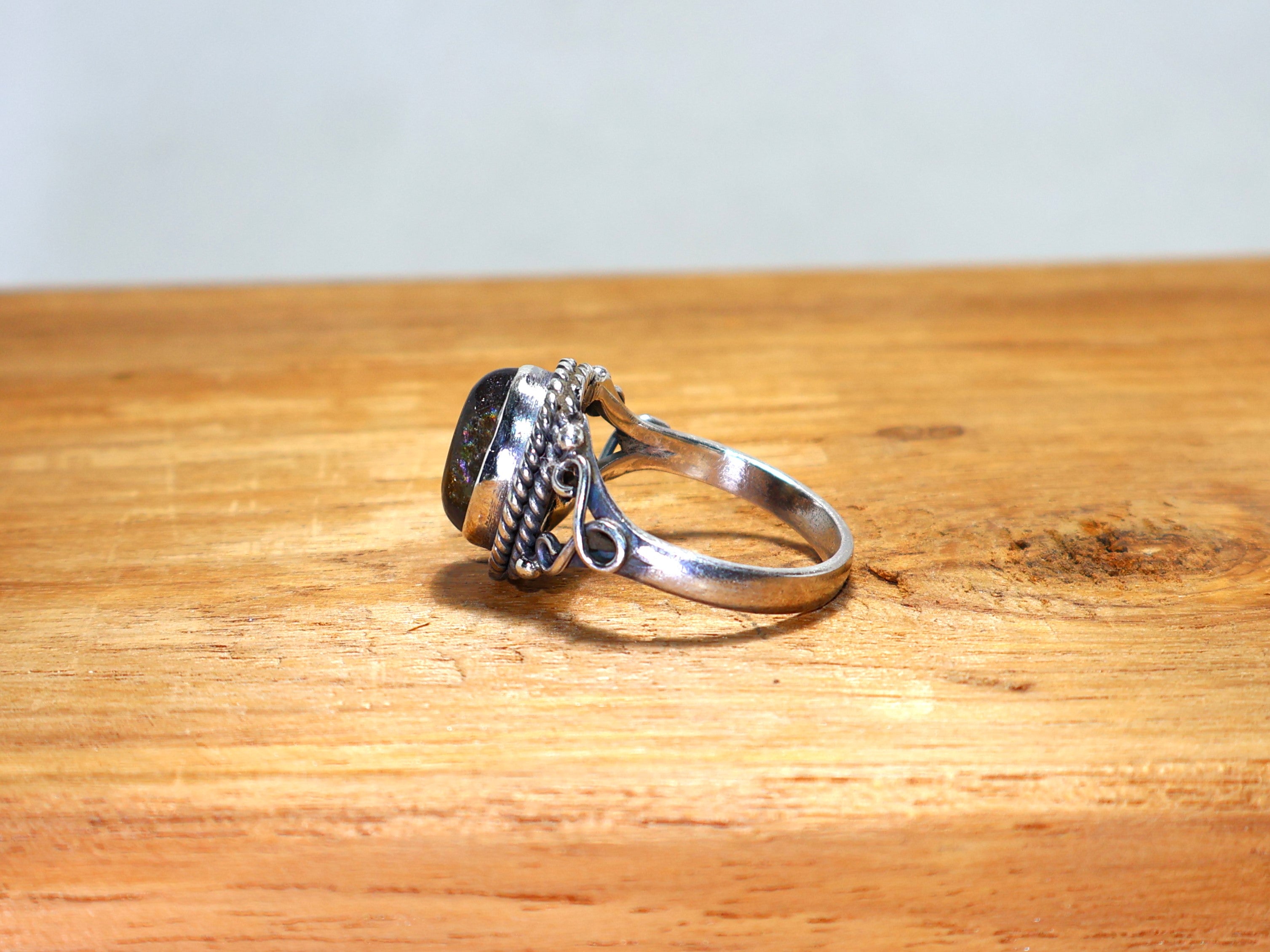 Natur Ovale Labradorit Silber Ring Blauer auffälliger Edelsteinring 925 Sterling Silber Ring Boho Ring Geschenk für Sie