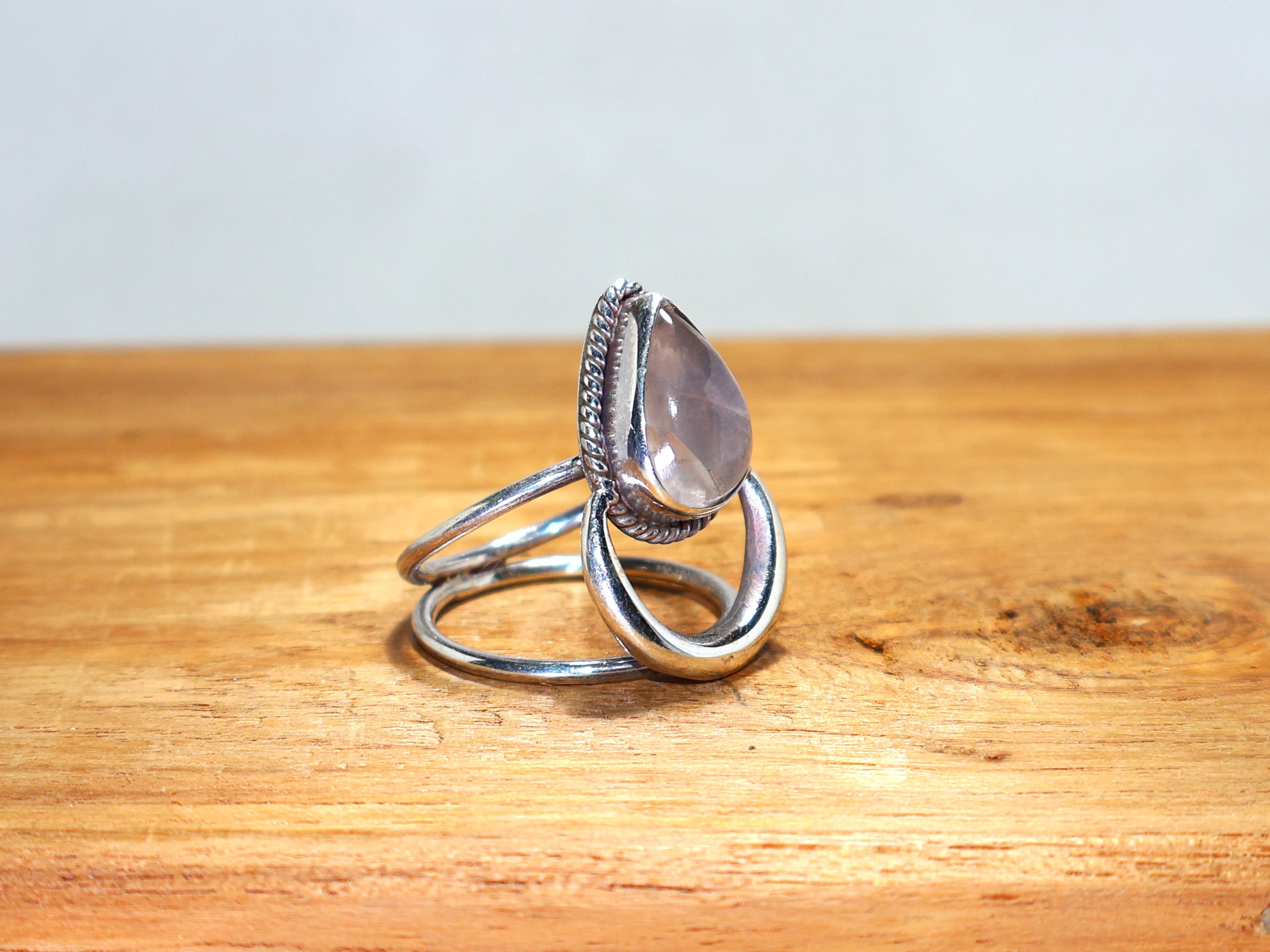 Natur Rosenquarz Ring 925 Sterling Silber Ring Handgemachter Januar Geburtsstein Ring Kristall Cabochon Ring Rosa Edelstein Ring