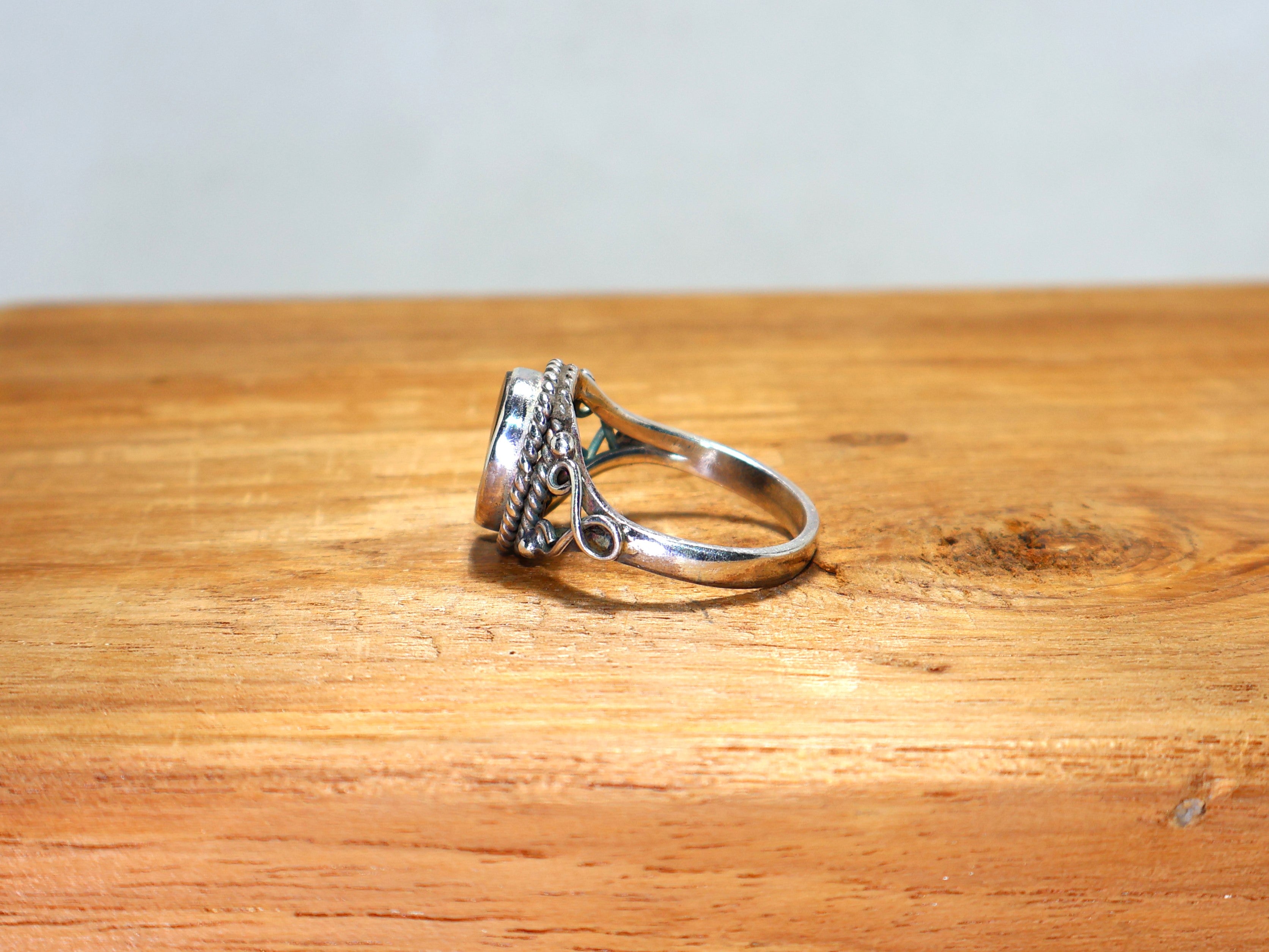 Damenring aus 925er Sterlingsilber mit Abalone-Muschel, minimalistischer Ring, Ring mit ovalem Naturstein, Jubiläumsgeschenk für Frauen