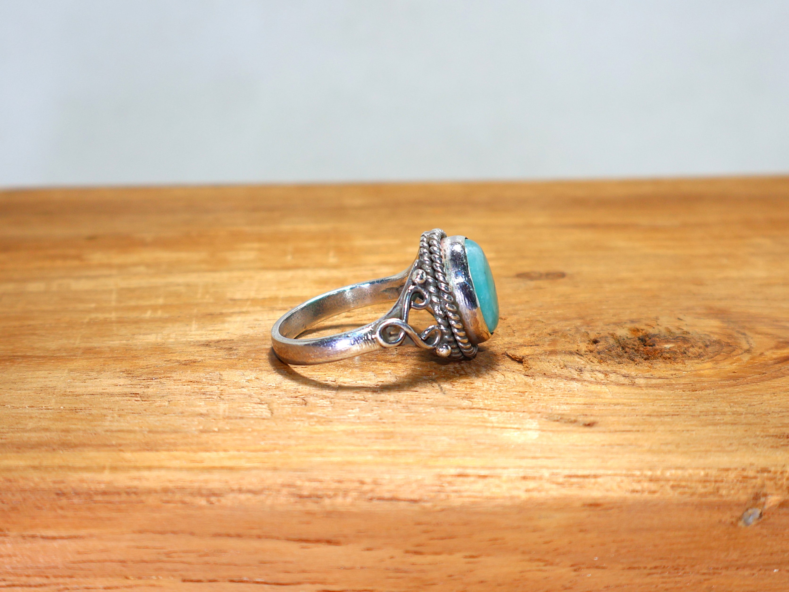 Natural Amazonite Gemstone Ring 925 Sterling Silver Ring Handmade Oval Amazonite Ring Women Ring Birthstone Ring