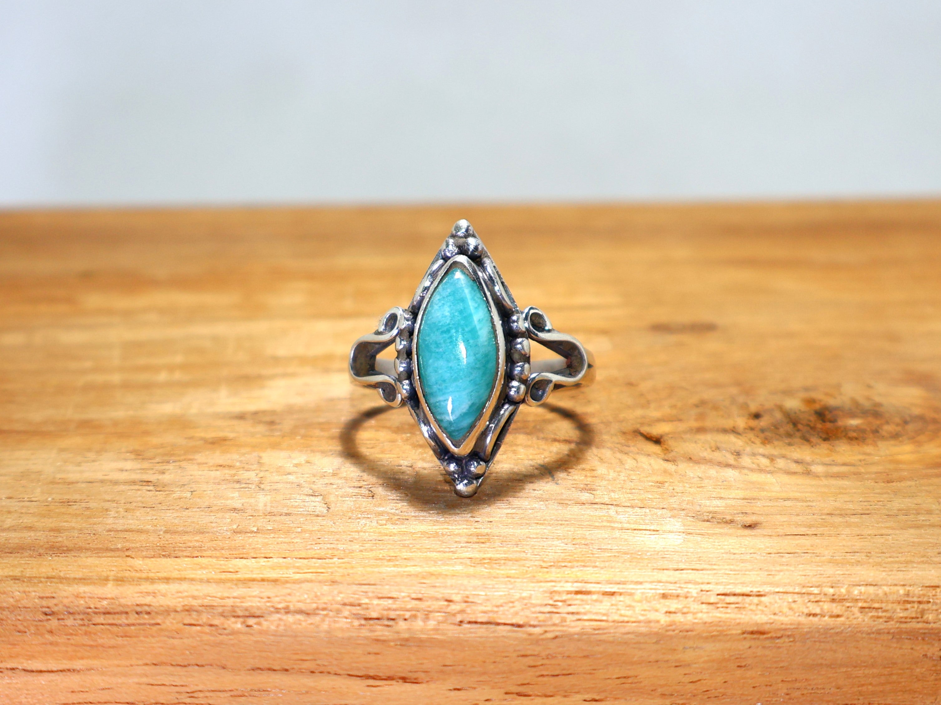 Marquise Amazonit Silberring 925 Sterling Massiv Silber Handgefertigter Edelsteinring Designer Geschenk Für Sie