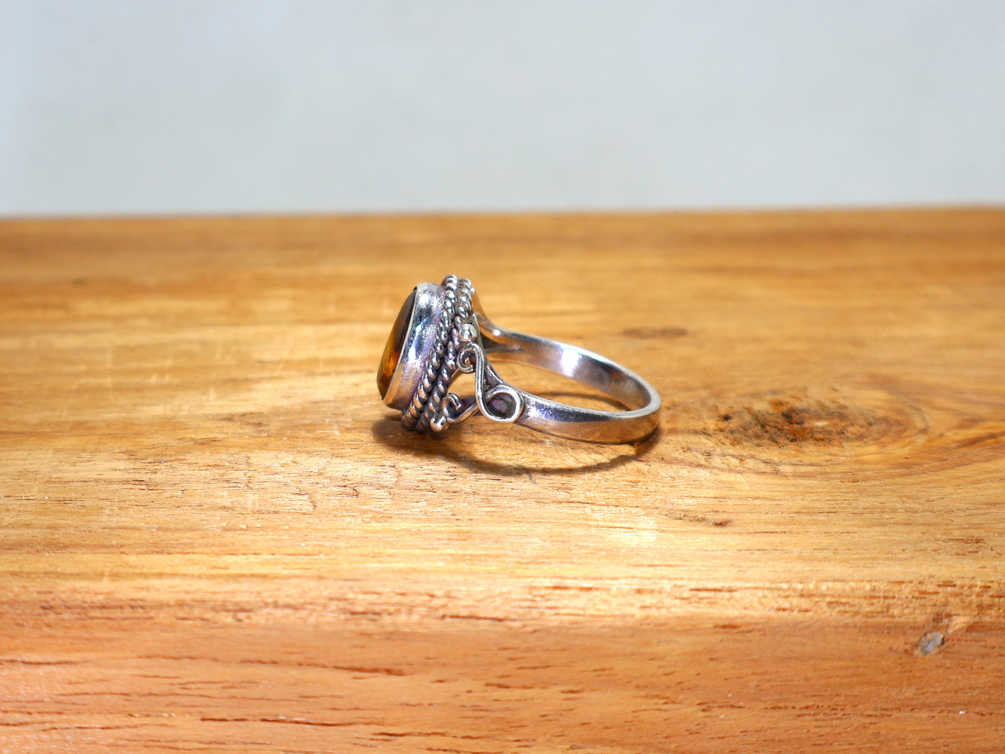 Natur Tigerauge Ring Boho Silberring Oval Cabochon Ring 925 Sterling Silber Handgemachter Gelber Edelsteinring Geschenk Für Sie