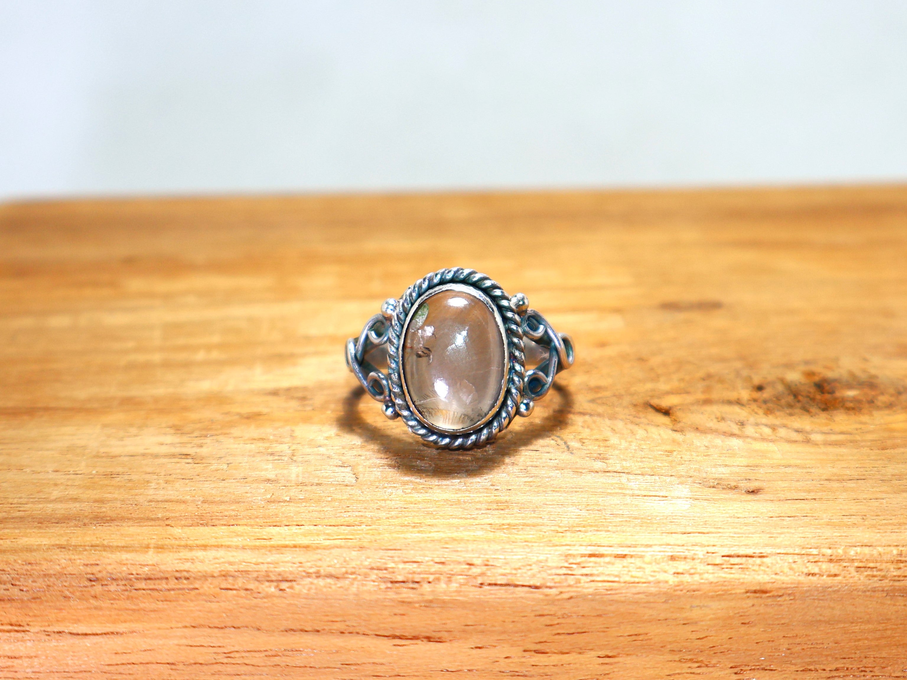Natürlicher Rauchquarz Silberring Jubiläumsring Handgemachter Schmuck für Sie Edelsteinring 925 Sterlingsilberring