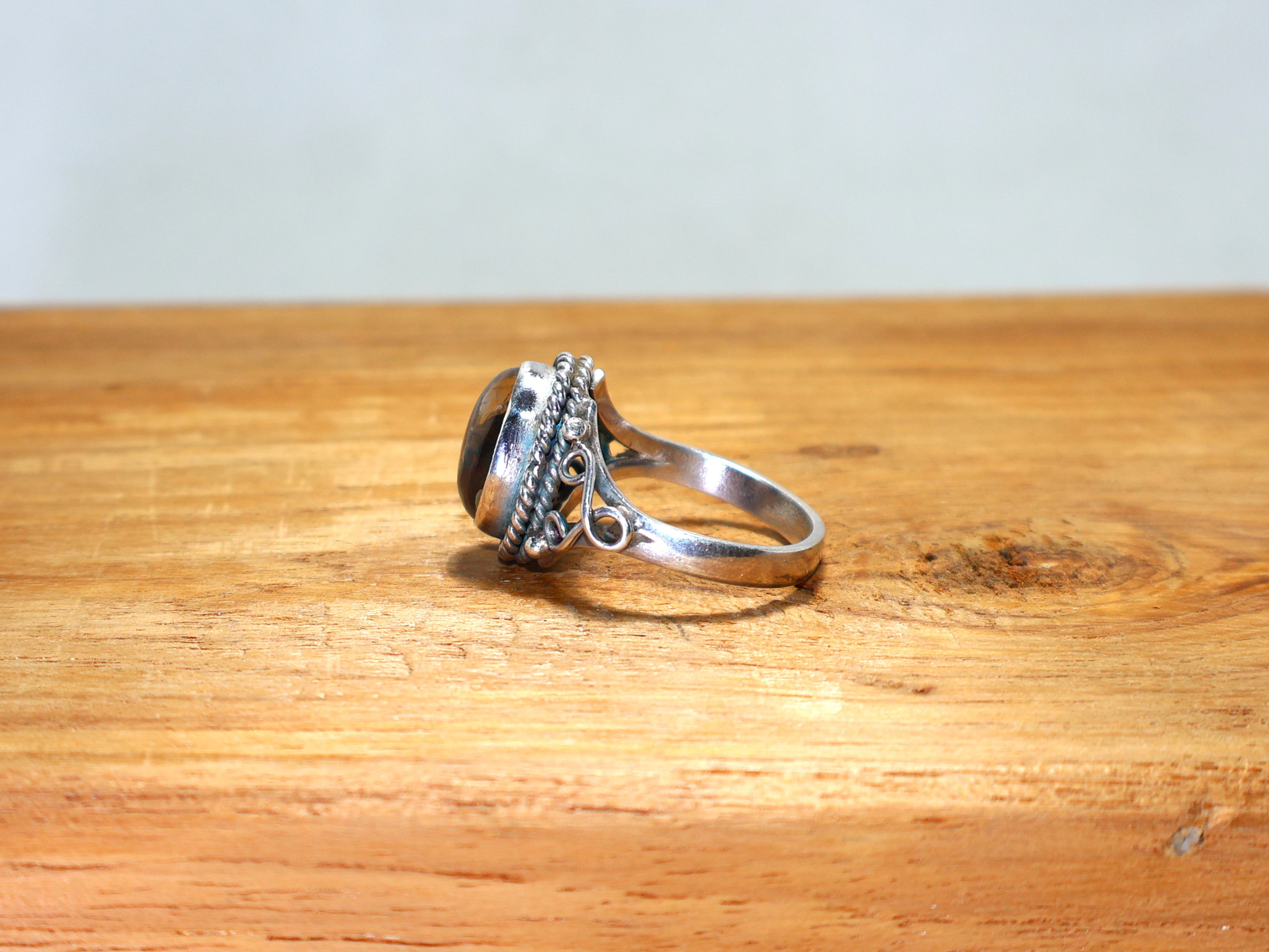 Natürlicher Rauchquarz Silberring Jubiläumsring Handgemachter Schmuck für Sie Edelsteinring 925 Sterlingsilberring