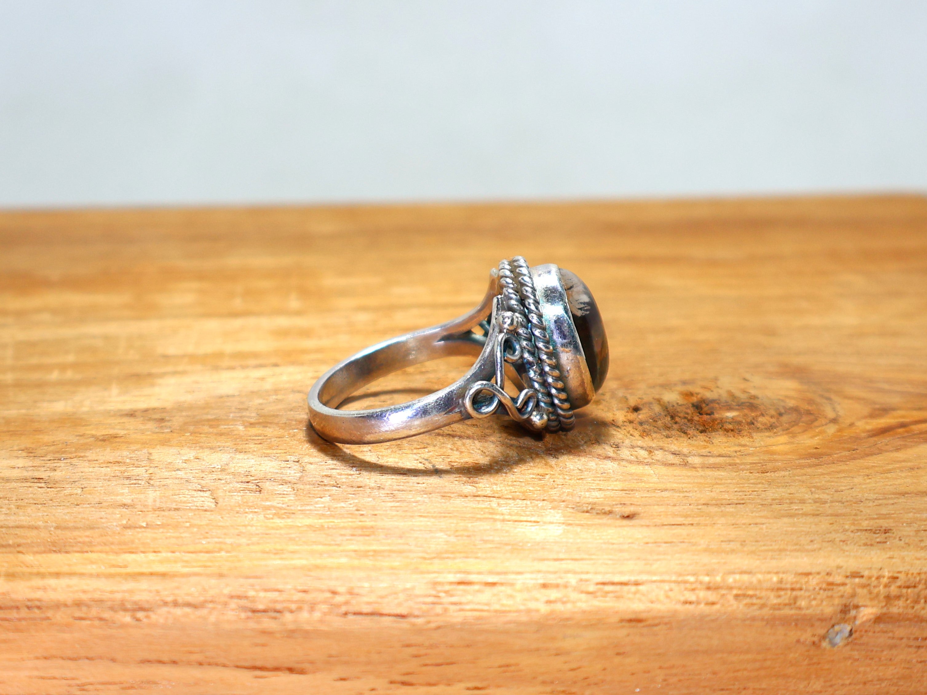 Natürlicher Rauchquarz Silberring Jubiläumsring Handgemachter Schmuck für Sie Edelsteinring 925 Sterlingsilberring
