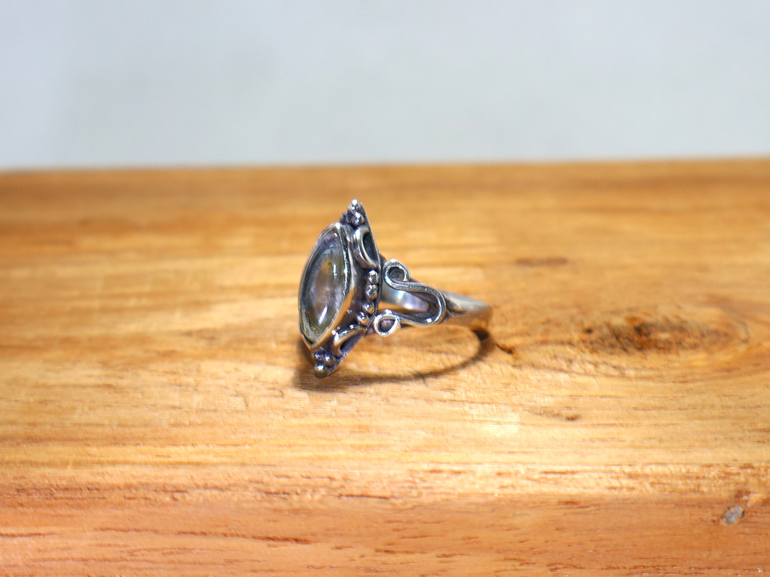 Kristallquarz-Silberring 925er Sterling Massivsilber Marquise-Edelsteinring Handgemachter Ring für Frauen Designerring