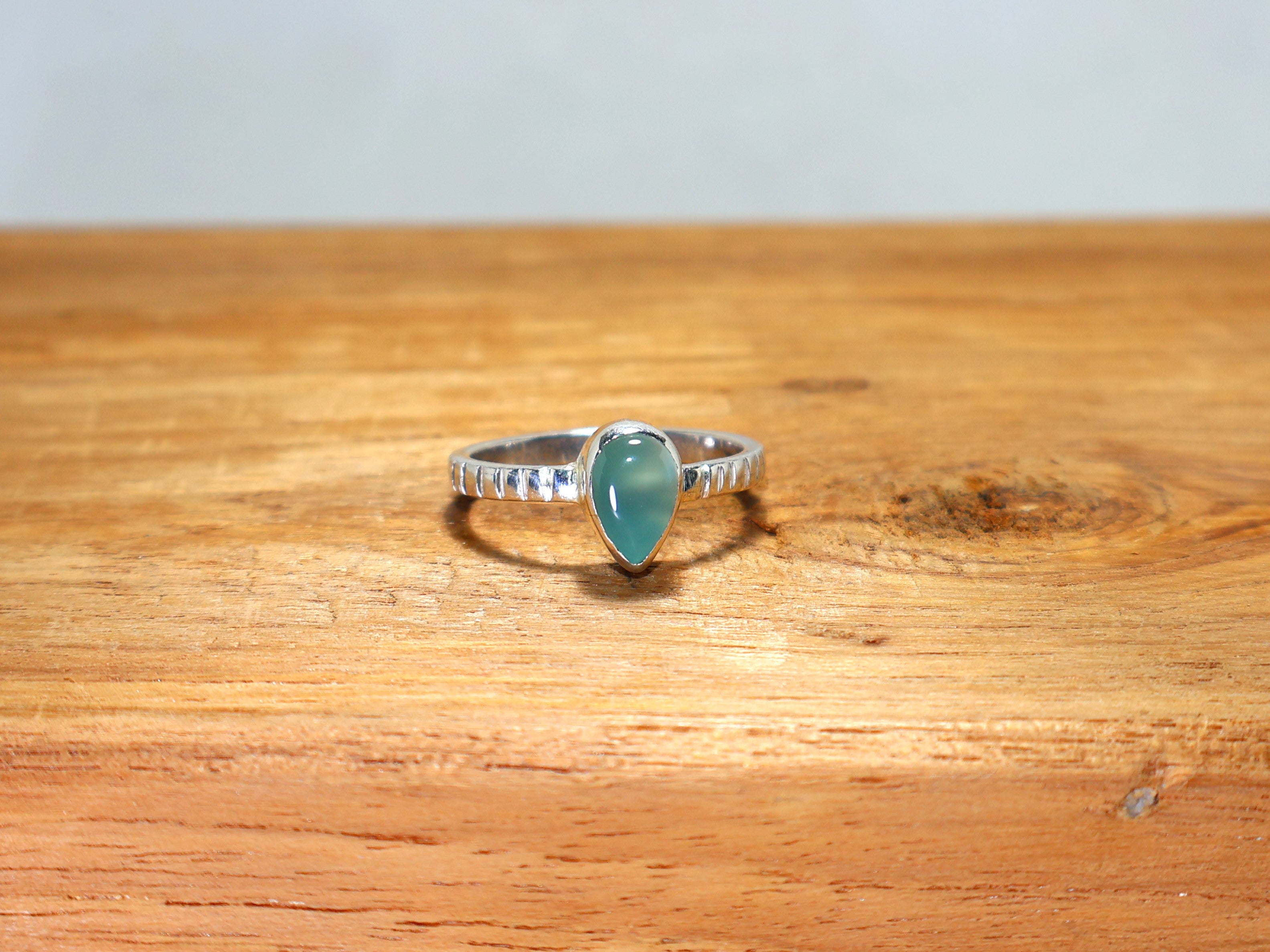 Natuurlijke Aqua Chalcedoon Zilveren Ring 925 Sterling Zilver Edelsteen Ring Maart Geboortesteen Ring Handgemaakte Blauwe Steen Ring Peer Vorm Ring Cadeau Voor Haar Belofte Ring