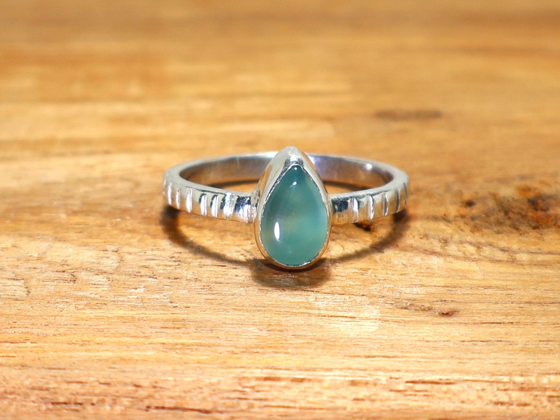Natuurlijke Aqua Chalcedoon Zilveren Ring 925 Sterling Zilver Edelsteen Ring Maart Geboortesteen Ring Handgemaakte Blauwe Steen Ring Peer Vorm Ring Cadeau Voor Haar Belofte Ring