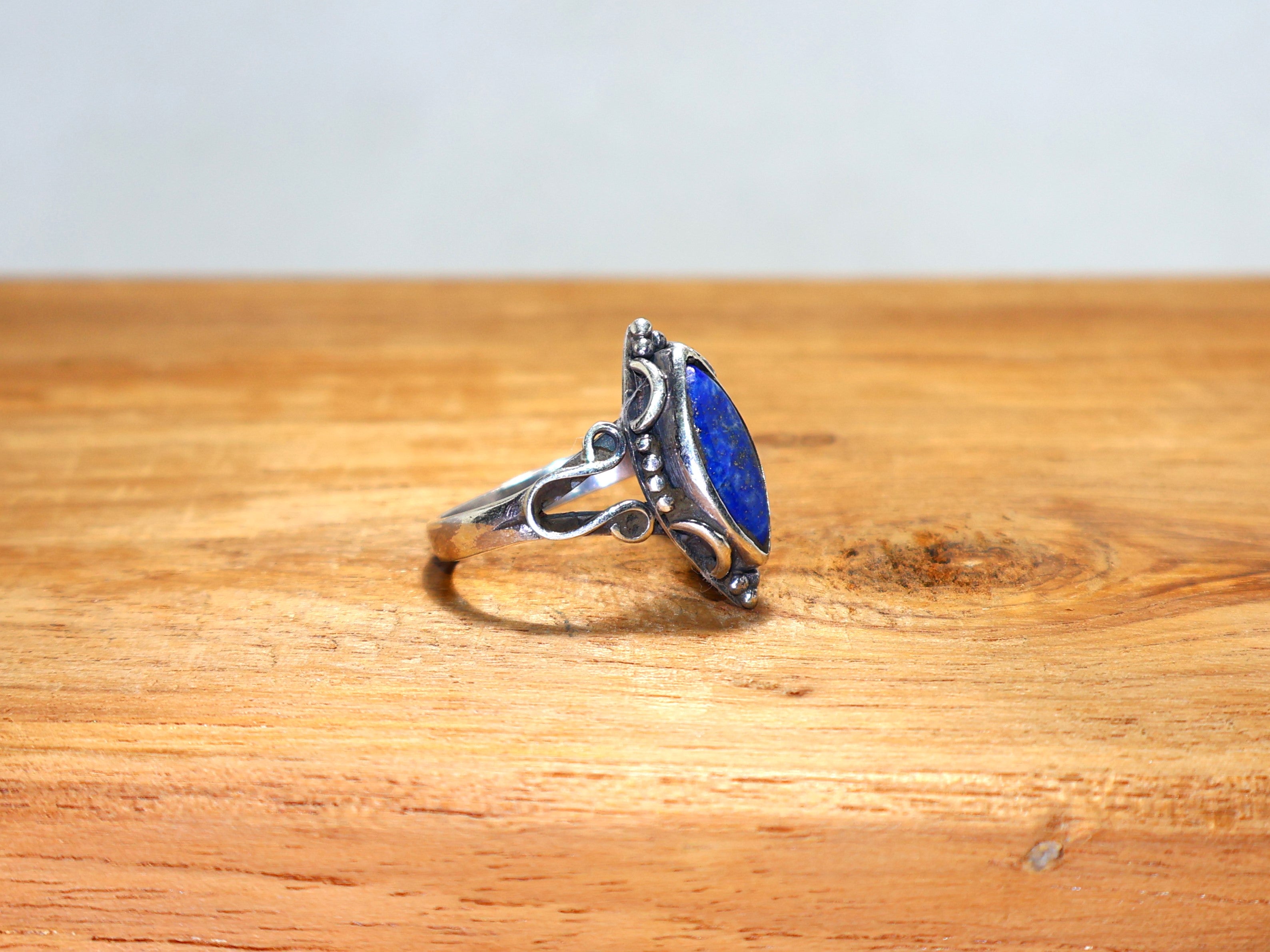 Natürlicher Lapislazuli blauer Edelsteinring 925 Sterling Silber einzigartiger handgefertigter Ring Jubiläumsring Marquise Designer Ring Geschenk für Sie